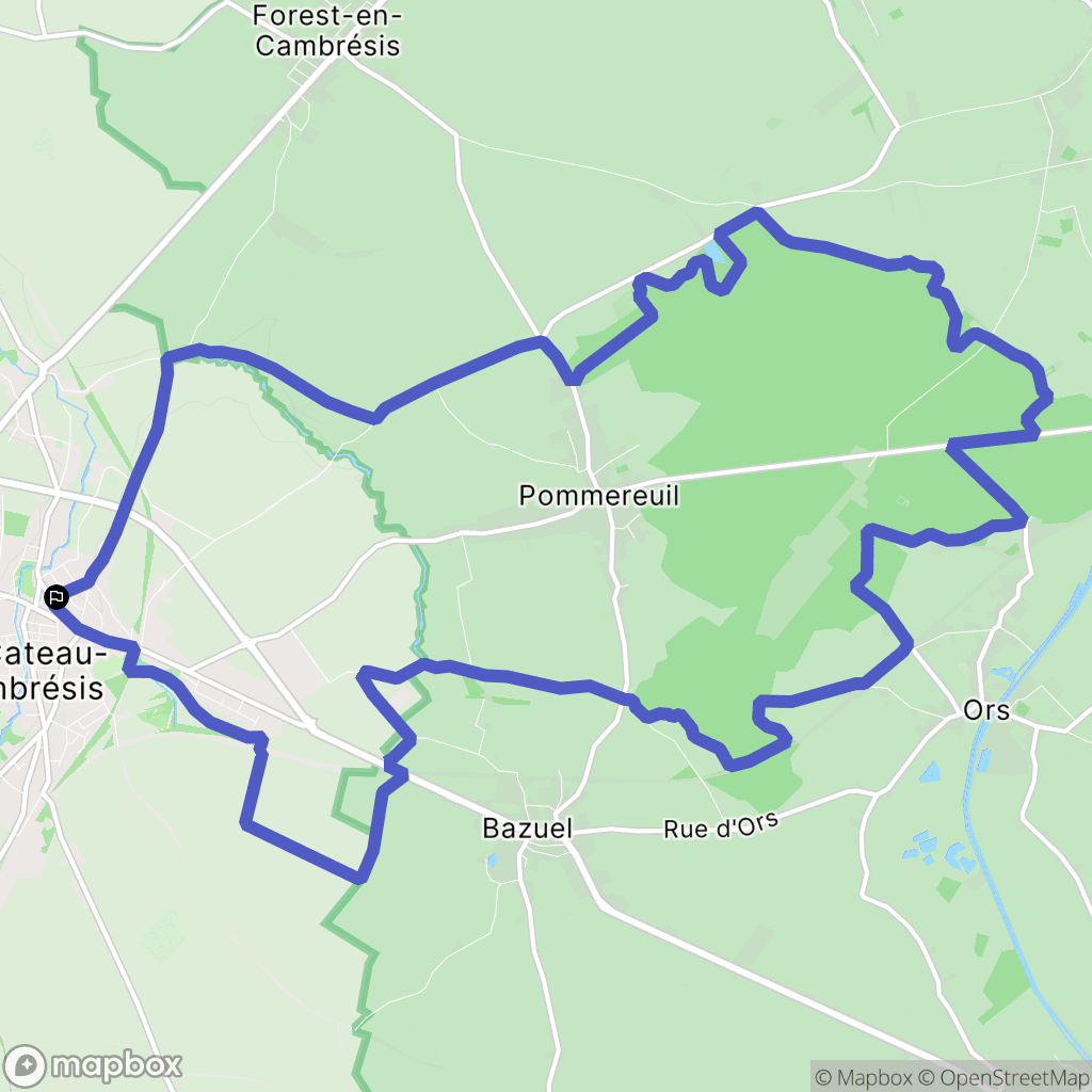 Le Cateau-Cambrésis : carte du parcours de randonnée - France