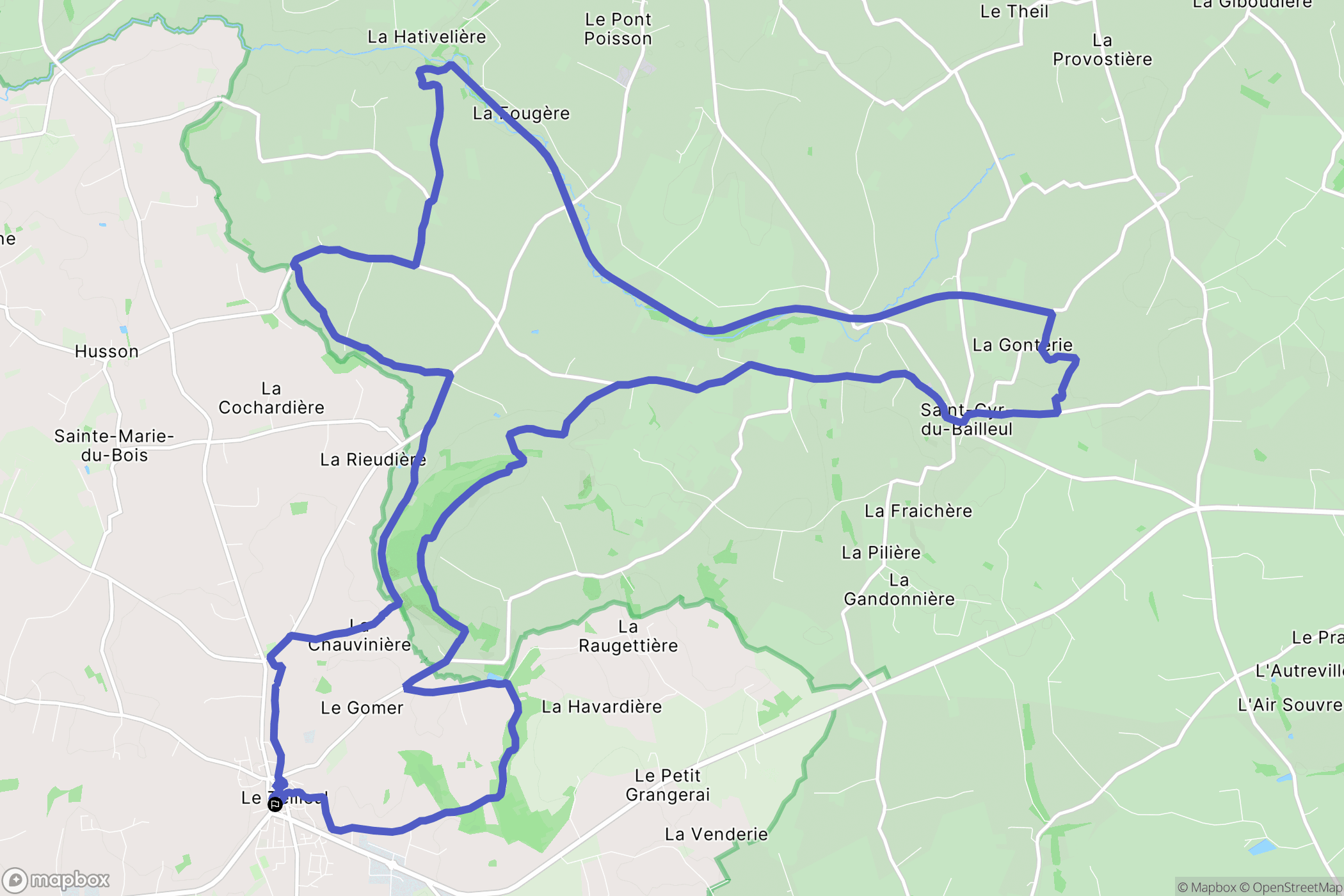 Le Teilleul : carte du parcours de randonnée - France
