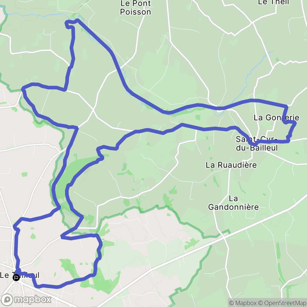Le Teilleul : carte du parcours de randonnée - France