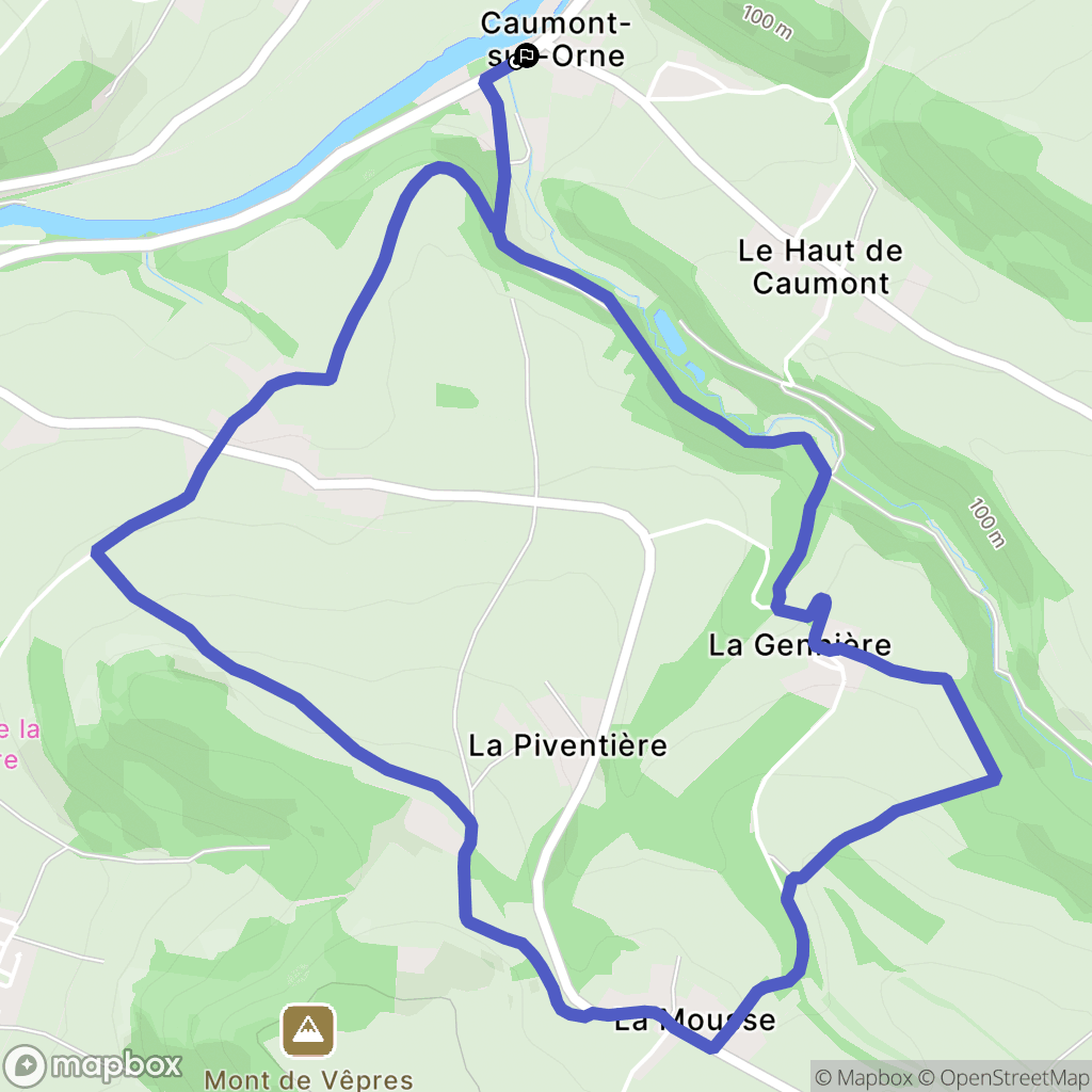 Caumont-sur-Orne : carte du parcours de randonnée - France