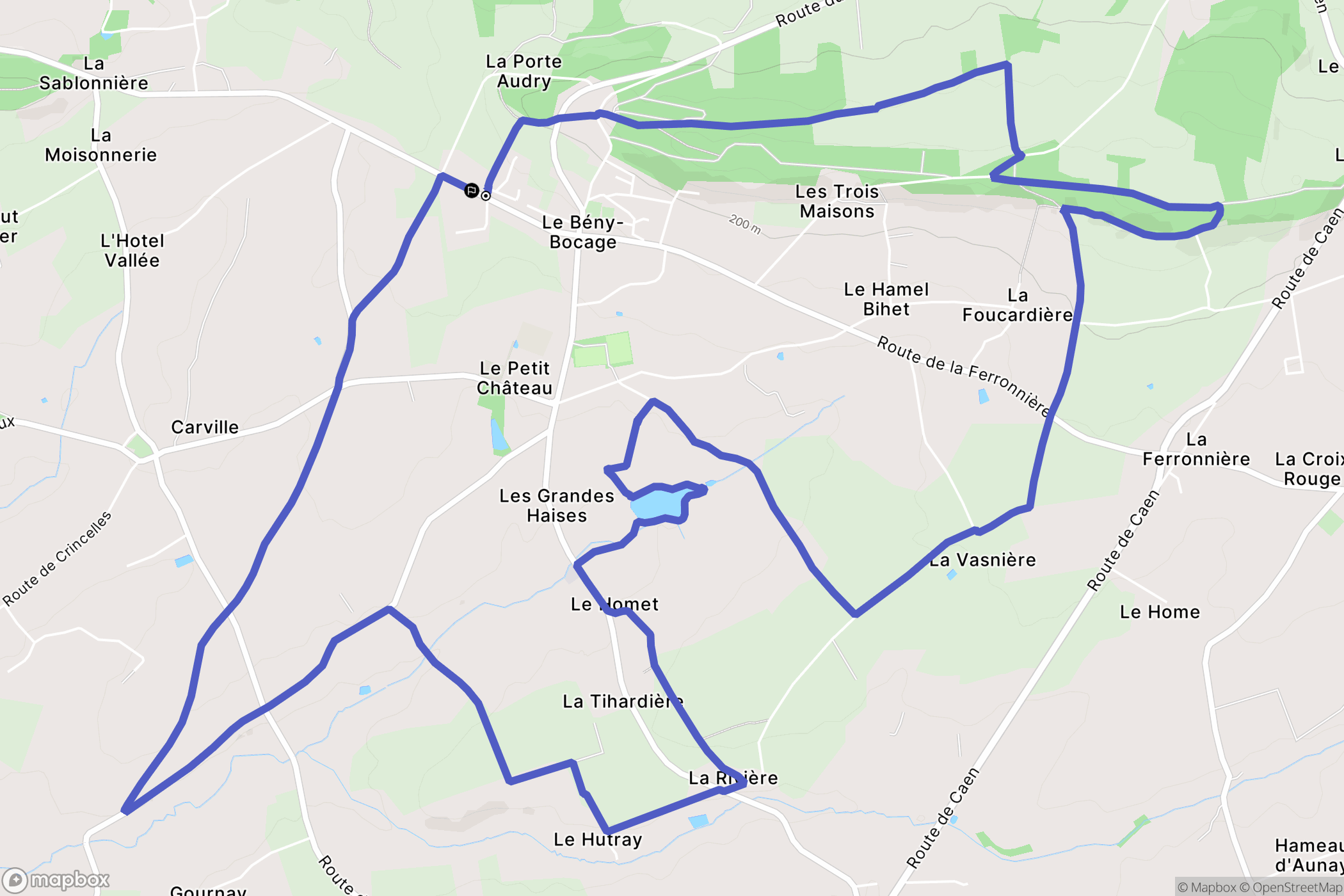 Souleuvre en Bocage (Le Bény-Bocage) : carte du parcours de randonnée - France