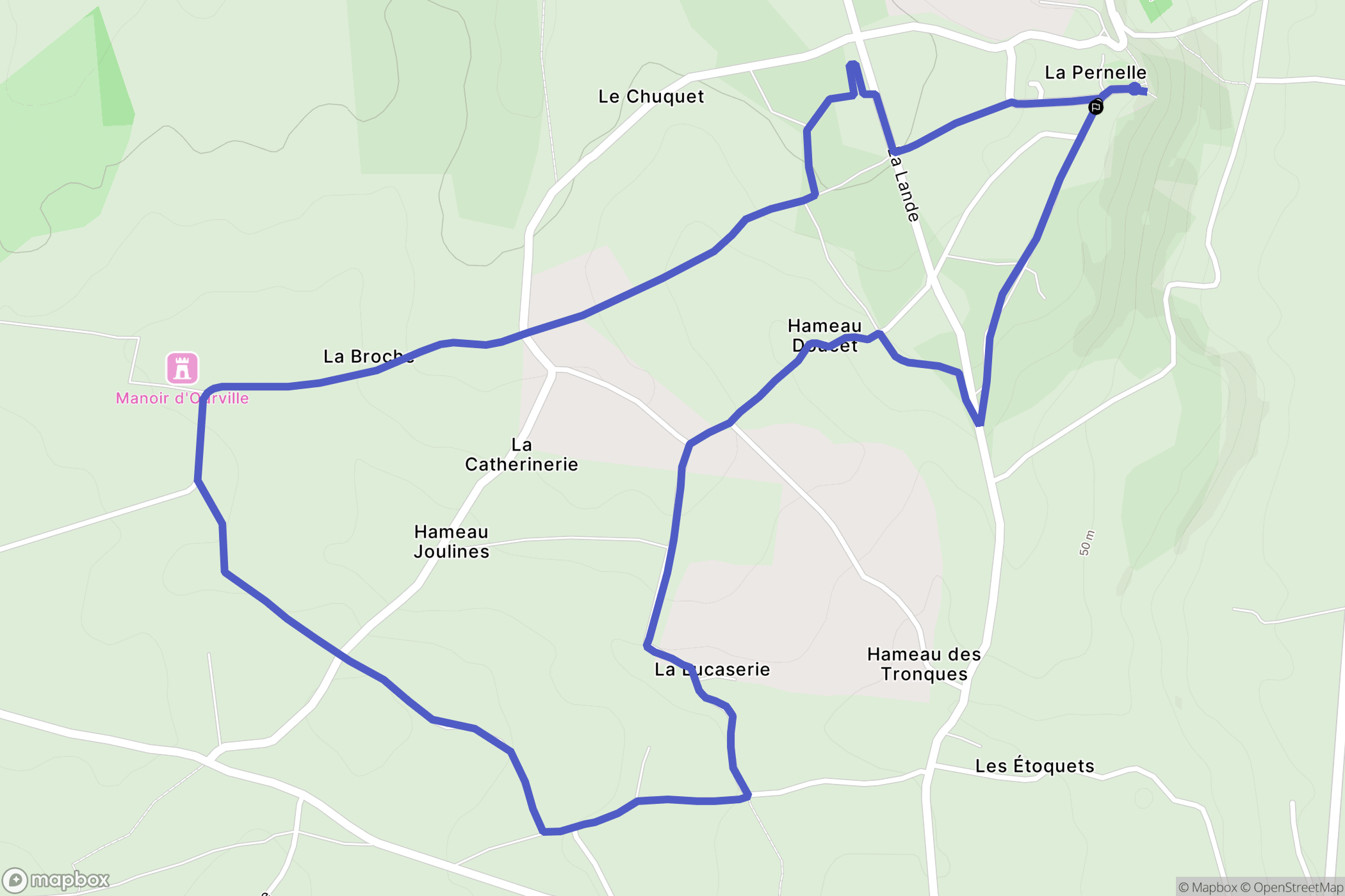 La Pernelle : carte du parcours de randonnée - France