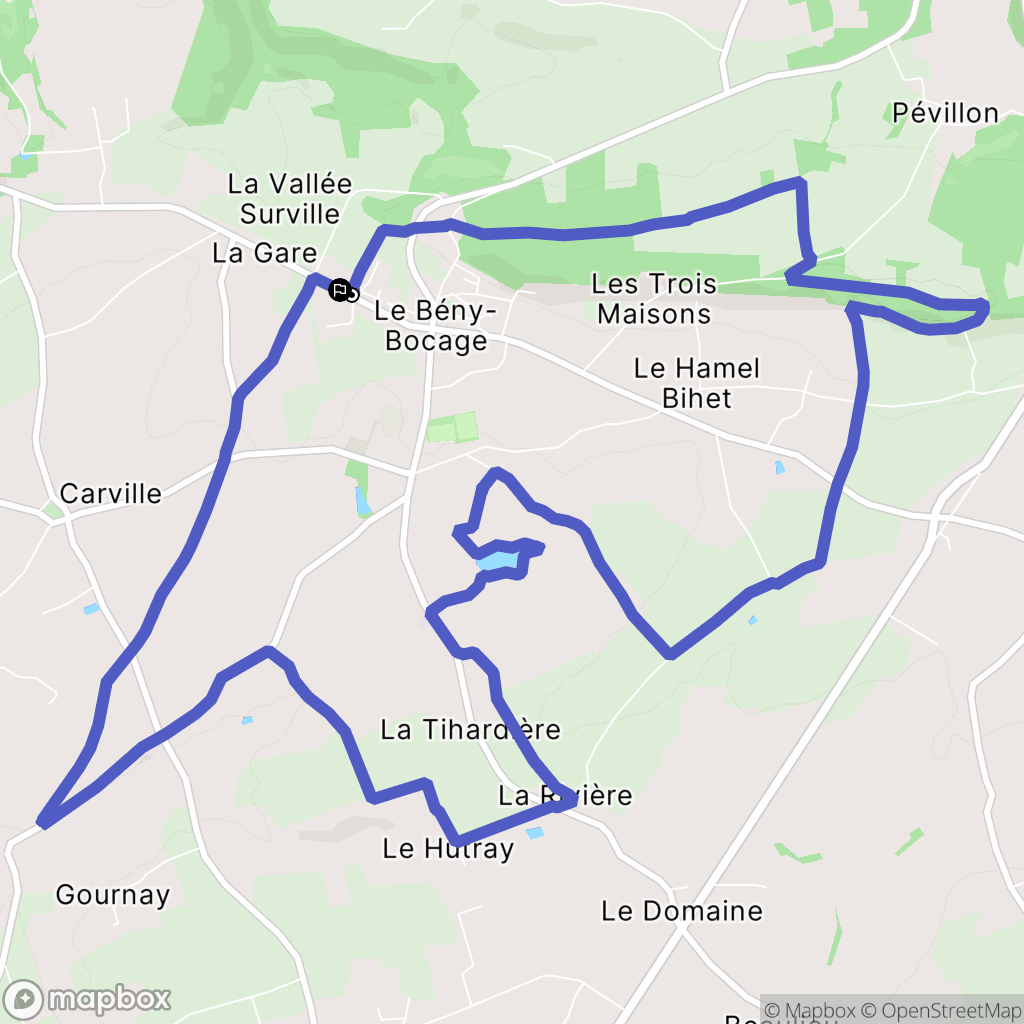 Souleuvre en Bocage (Le Bény-Bocage) : carte du parcours de randonnée - France