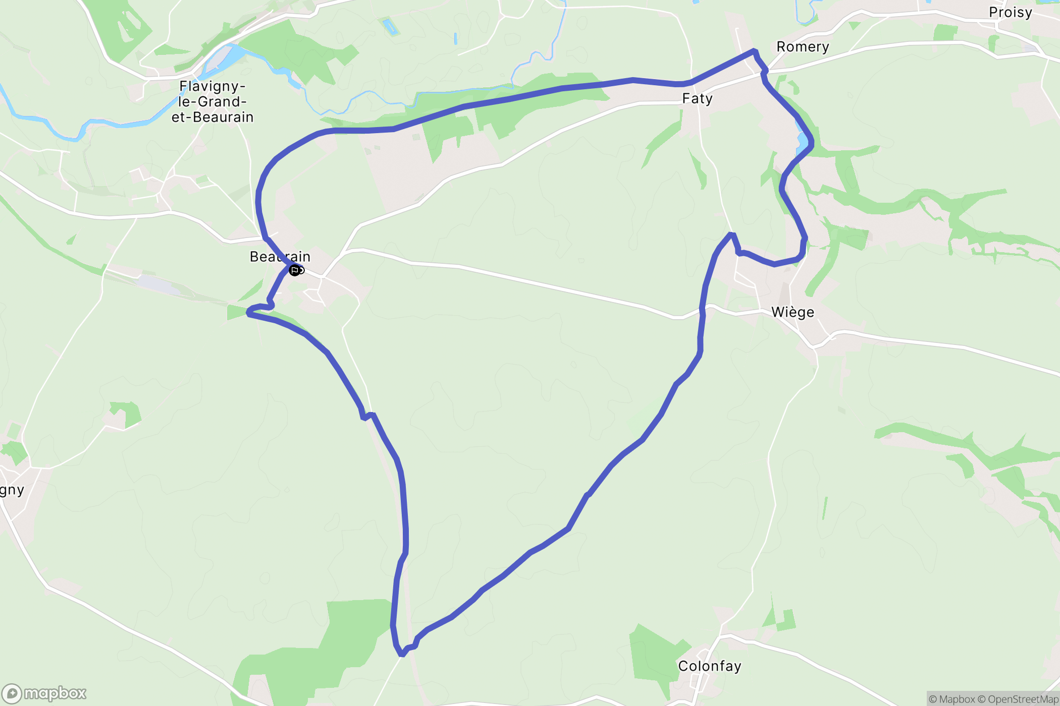 Flavigny-le-Grand-et-Beaurain : carte du parcours de randonnée - France