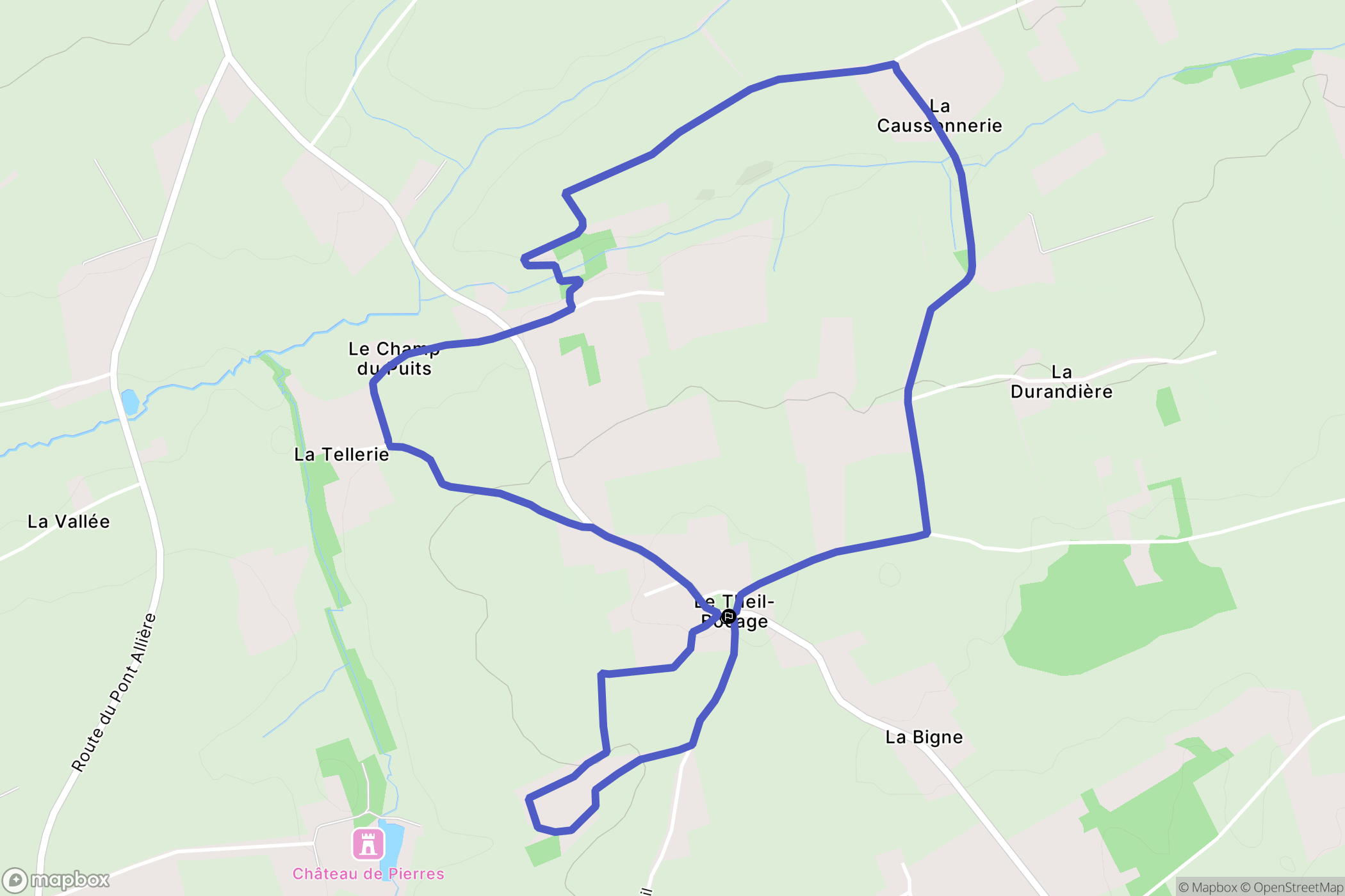 Valdallière (Le Theil-Bocage) : carte du parcours de randonnée - France
