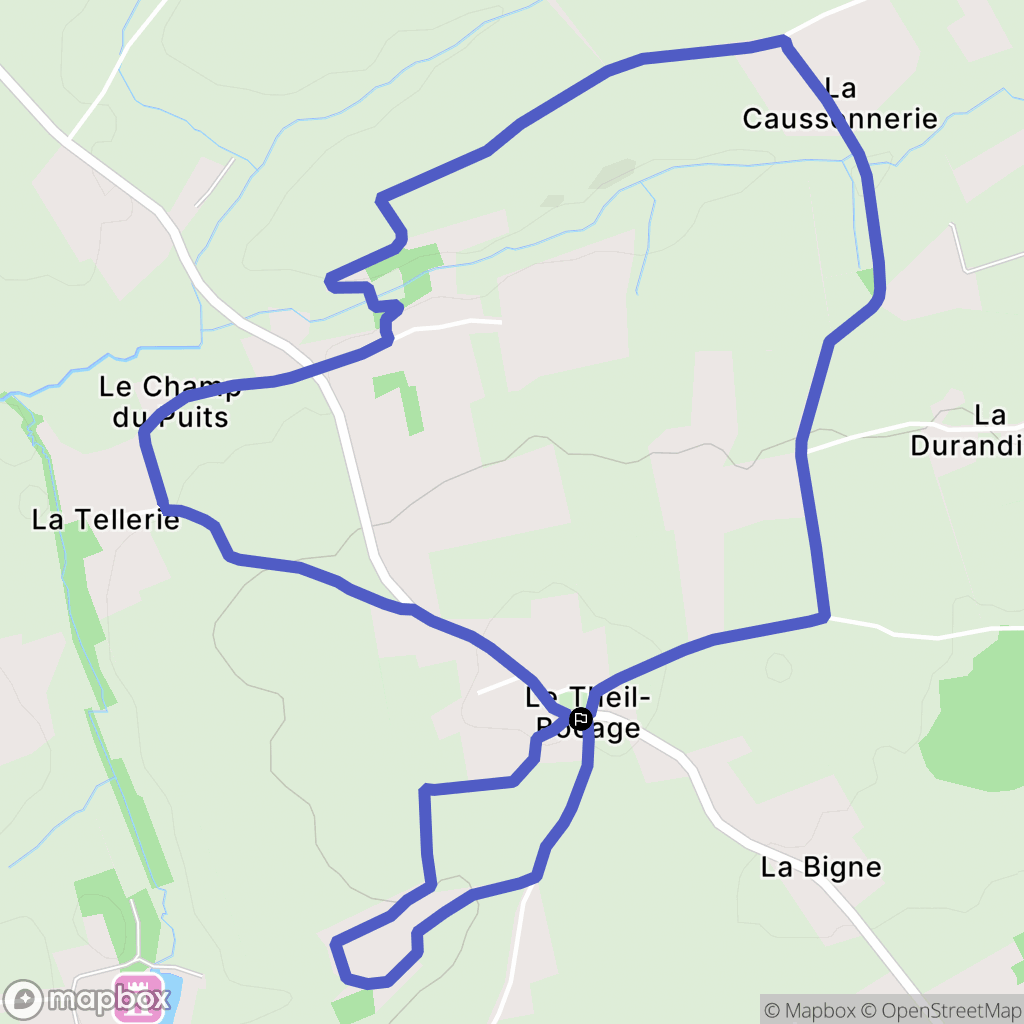 Valdallière (Le Theil-Bocage) : carte du parcours de randonnée - France