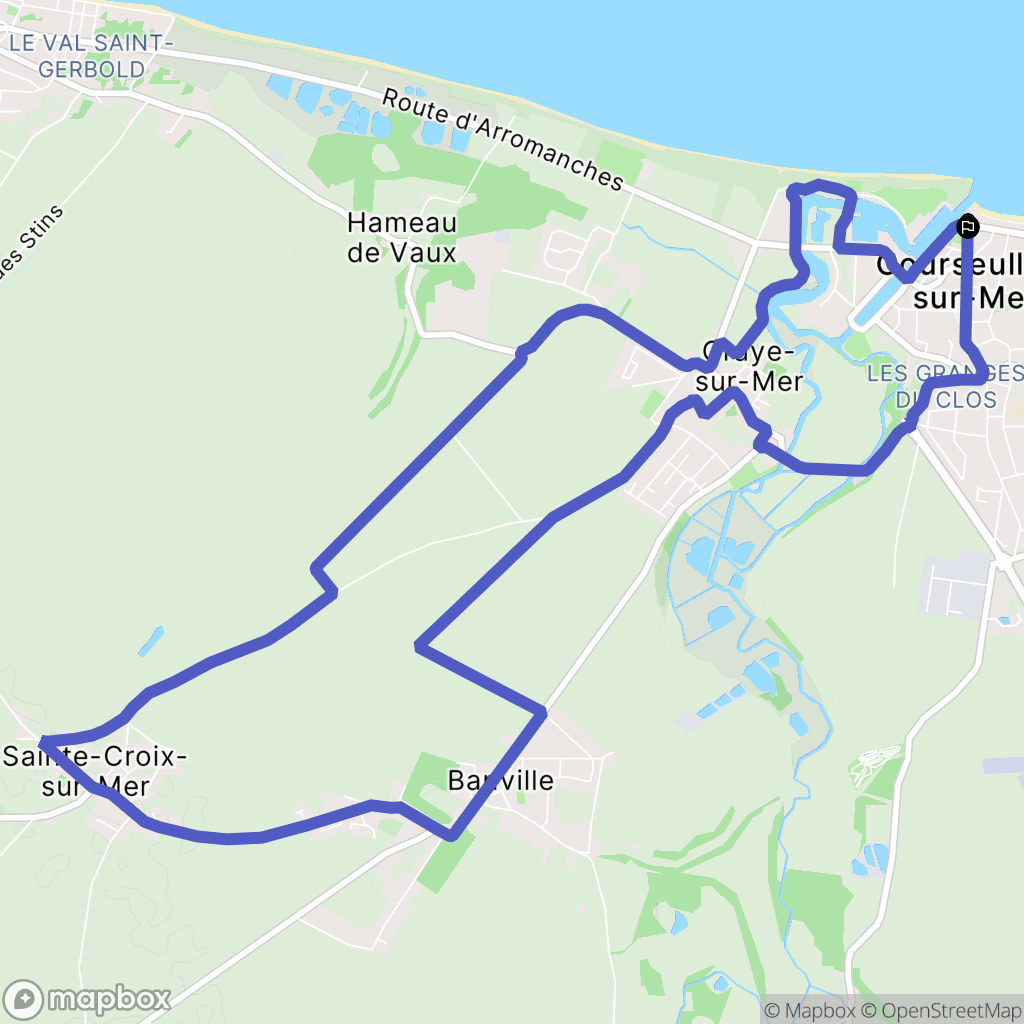 Courseulles-sur-Mer : carte du parcours de randonnée - France