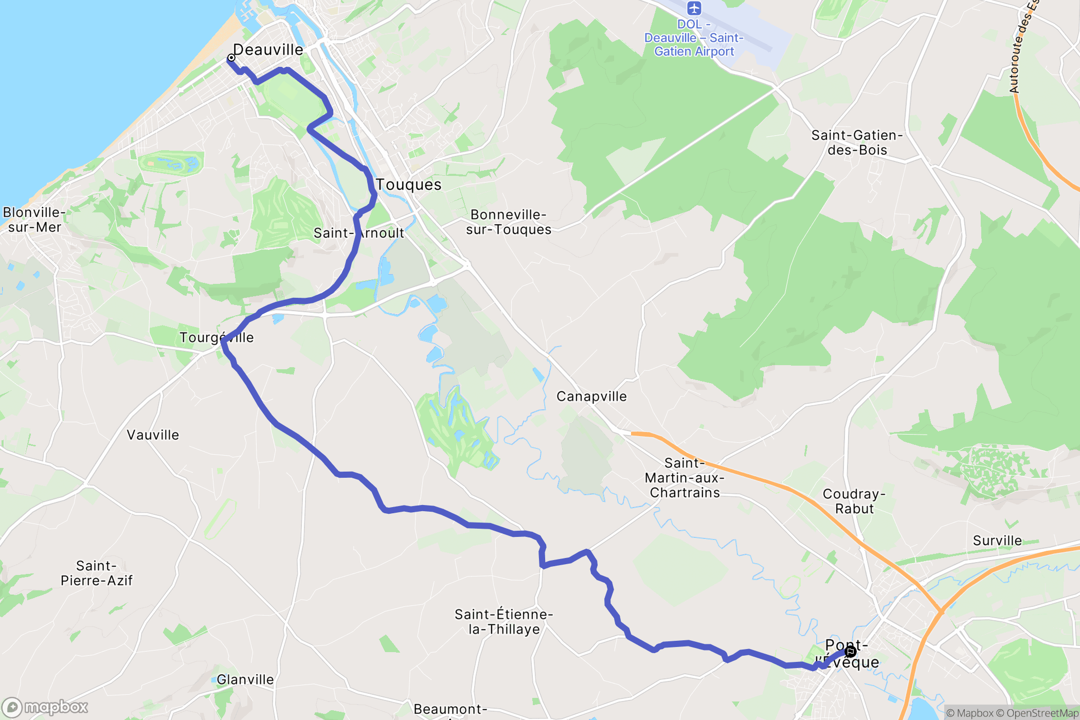 Deauville : carte du parcours de randonnée - France