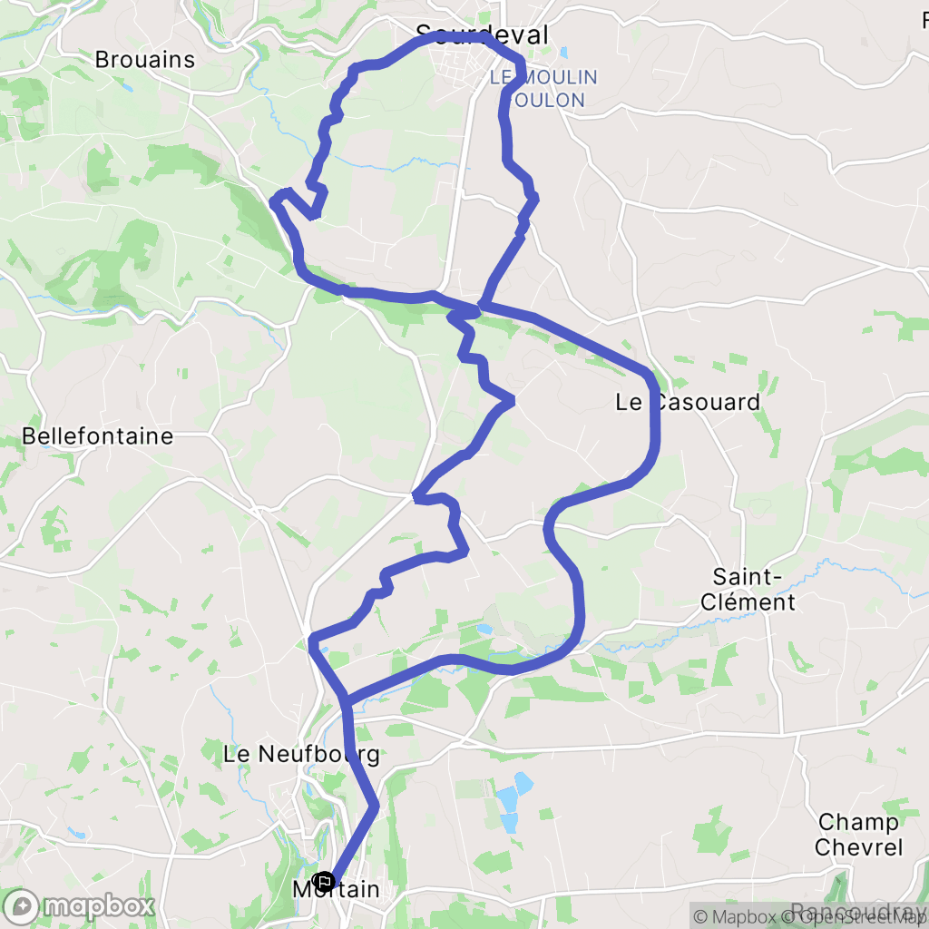 Mortain-Bocage : carte du parcours de randonnée - France
