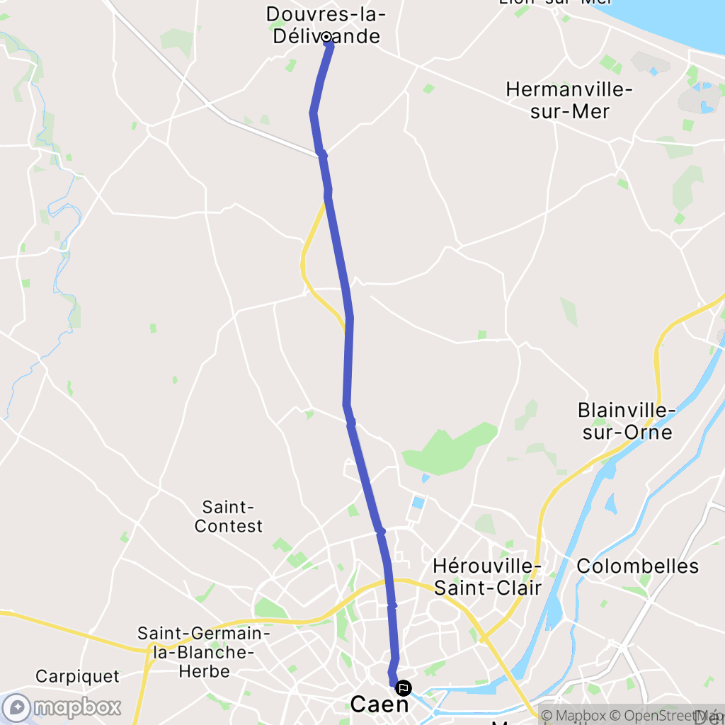 Douvres-la-Délivrande : carte du parcours de randonnée - France