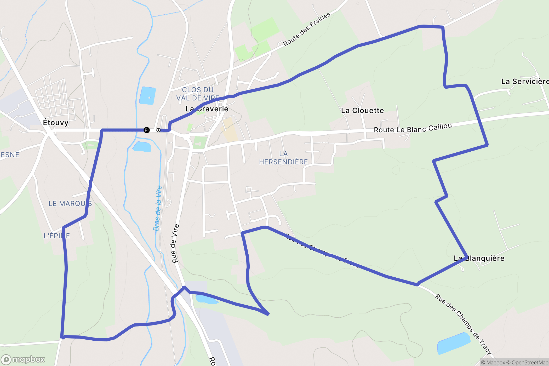 La Graverie : carte du parcours de randonnée - France