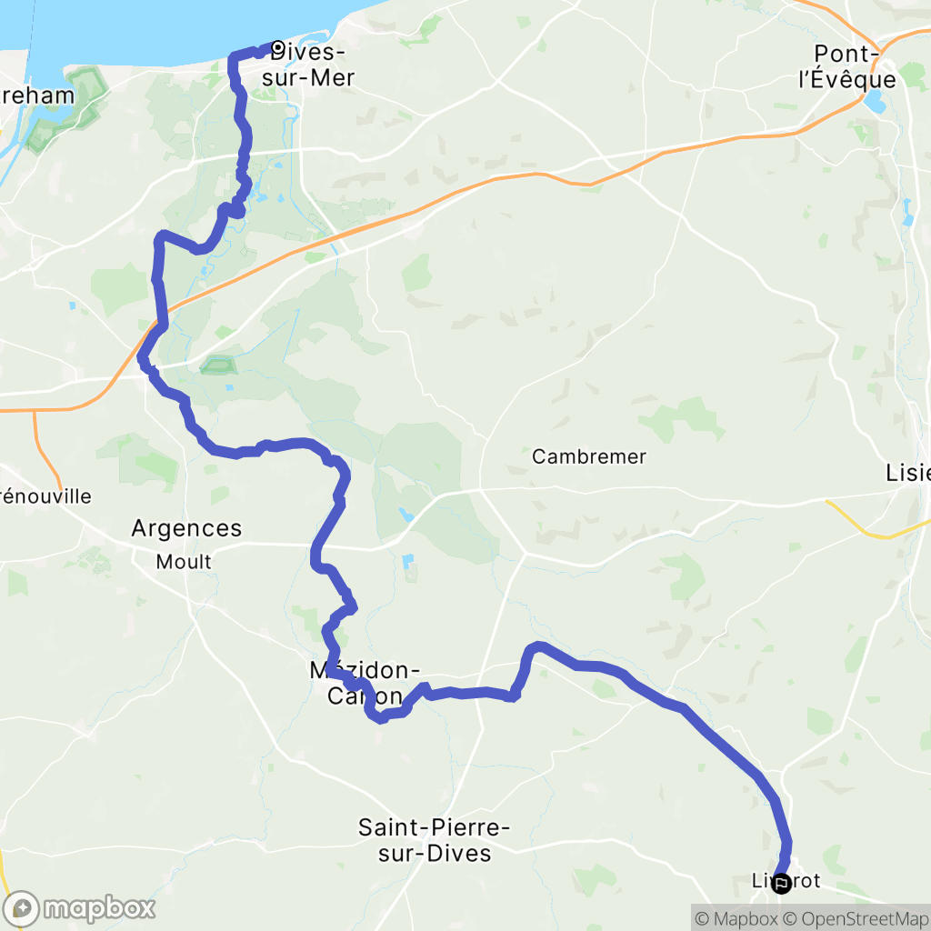 Cabourg : carte du parcours de randonnée - France