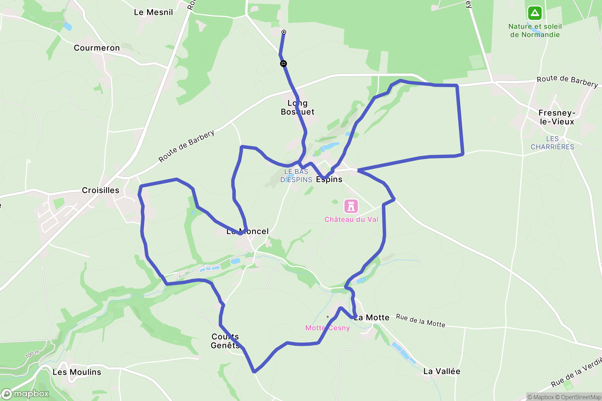 Espins : carte du parcours de randonnée - France