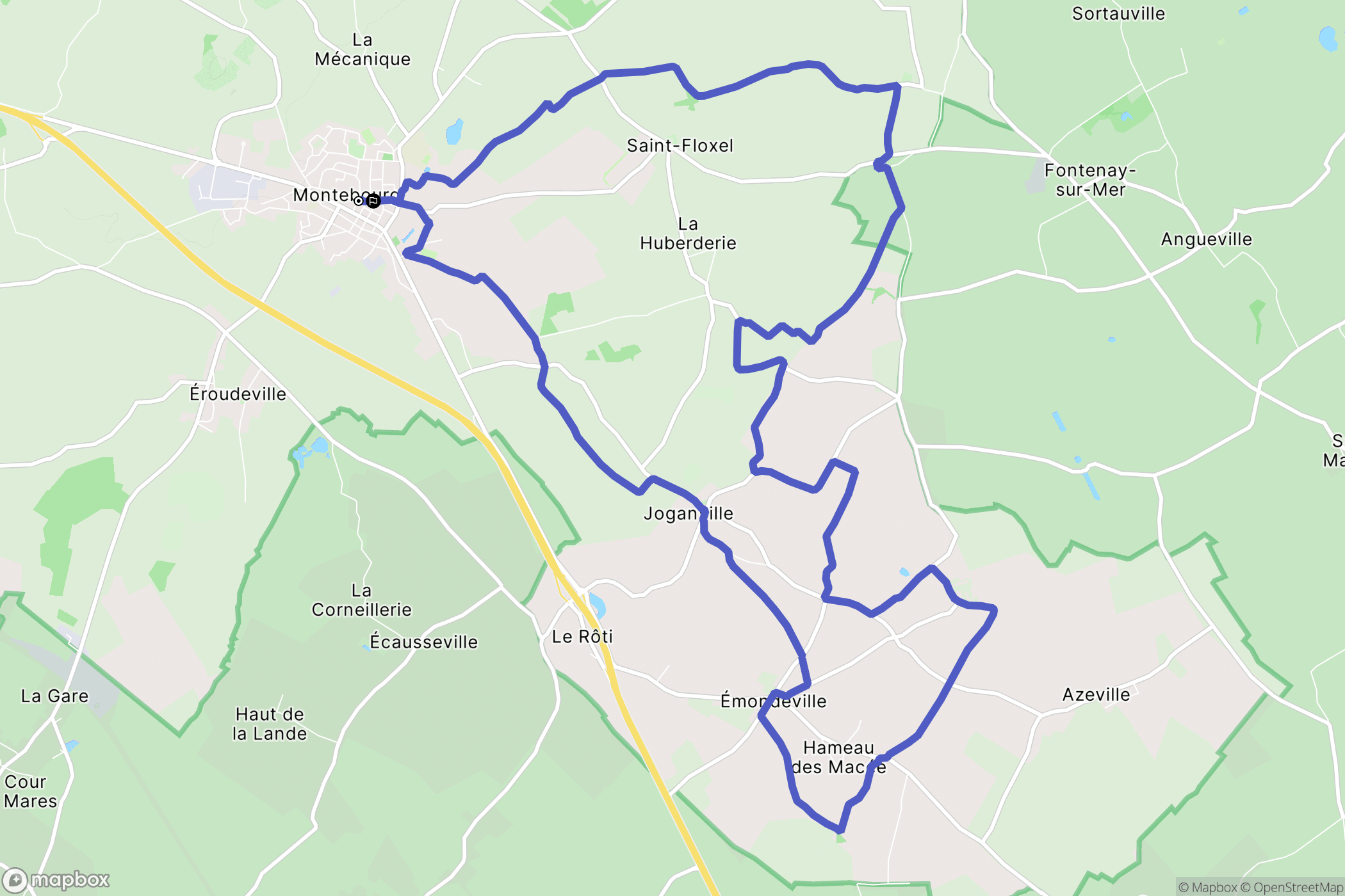 Montebourg : carte du parcours de randonnée - France