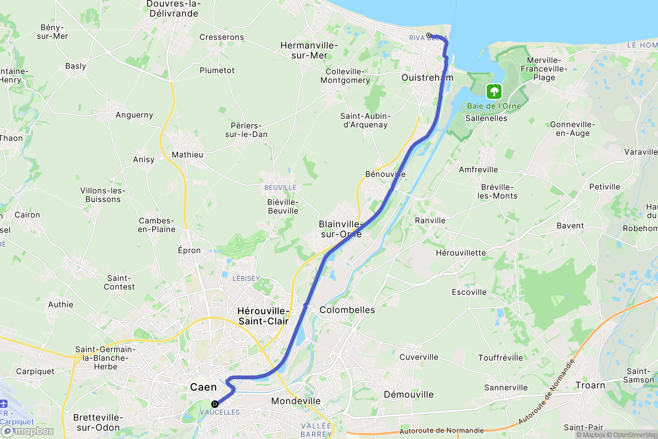 Ouistreham : carte du parcours de randonnée - France