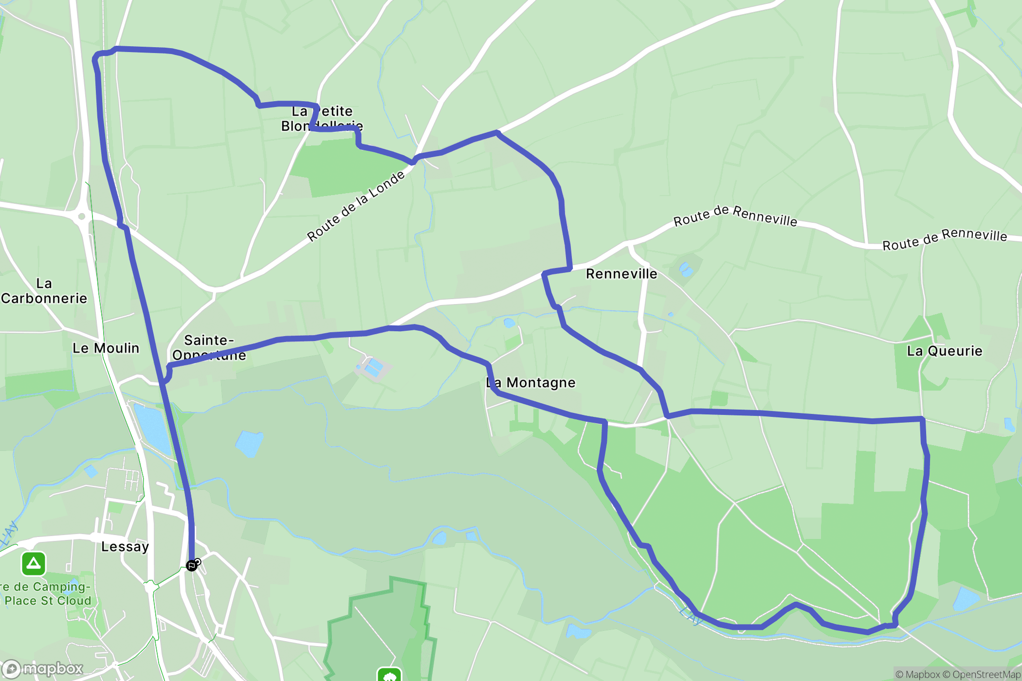 Lessay : carte du parcours de randonnée - France