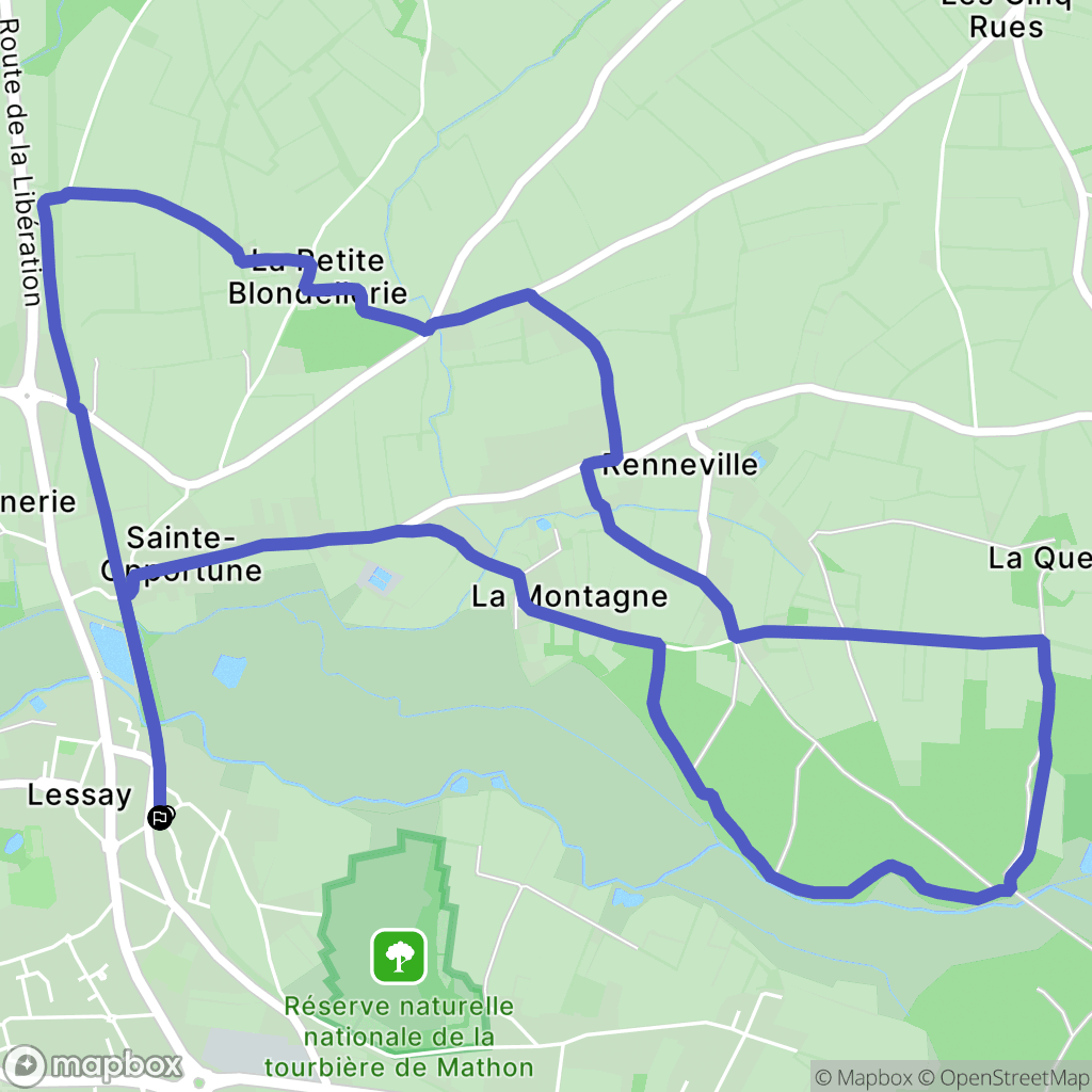 Lessay : carte du parcours de randonnée - France