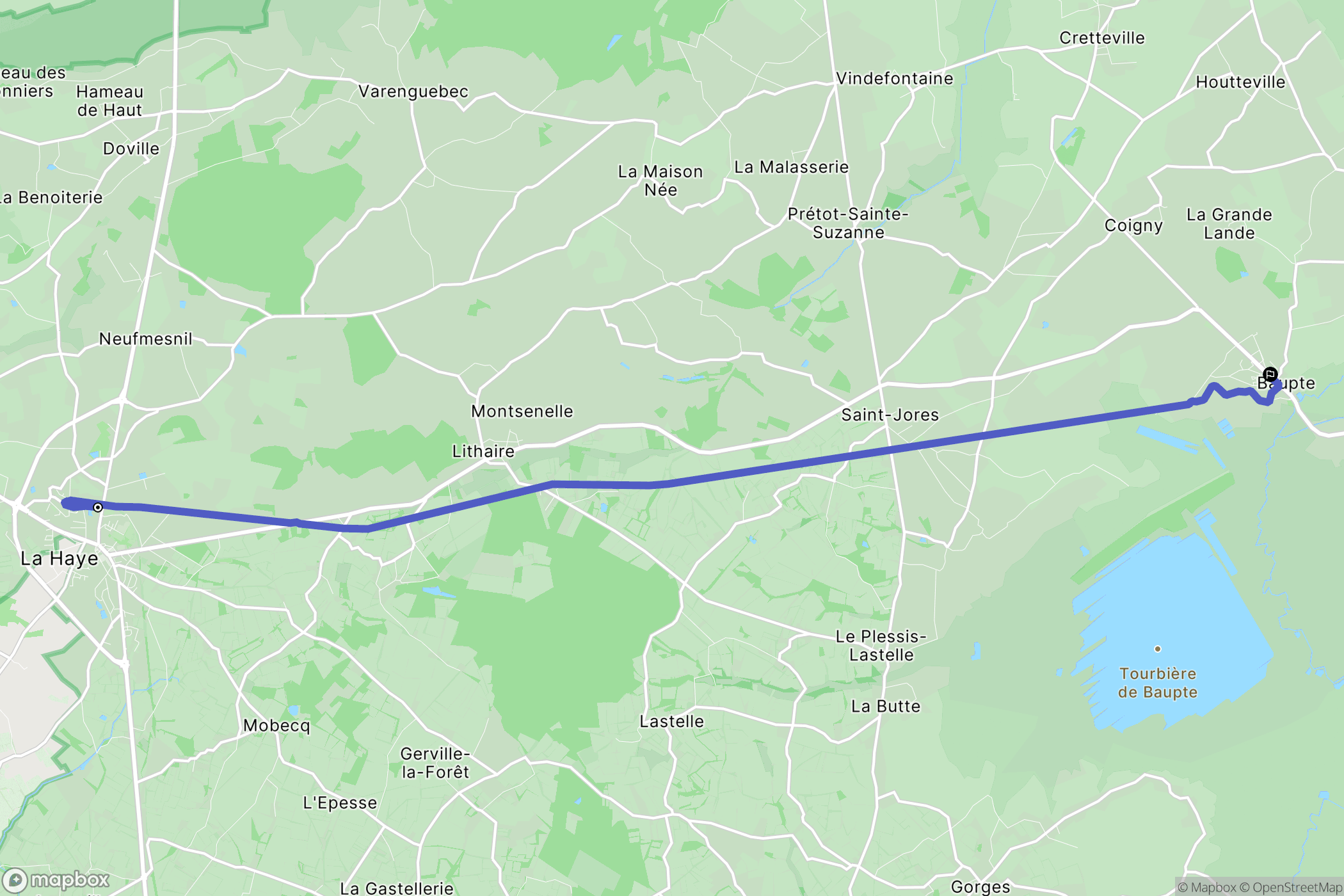 La Haye-du-Puits : carte du parcours de randonnée - France