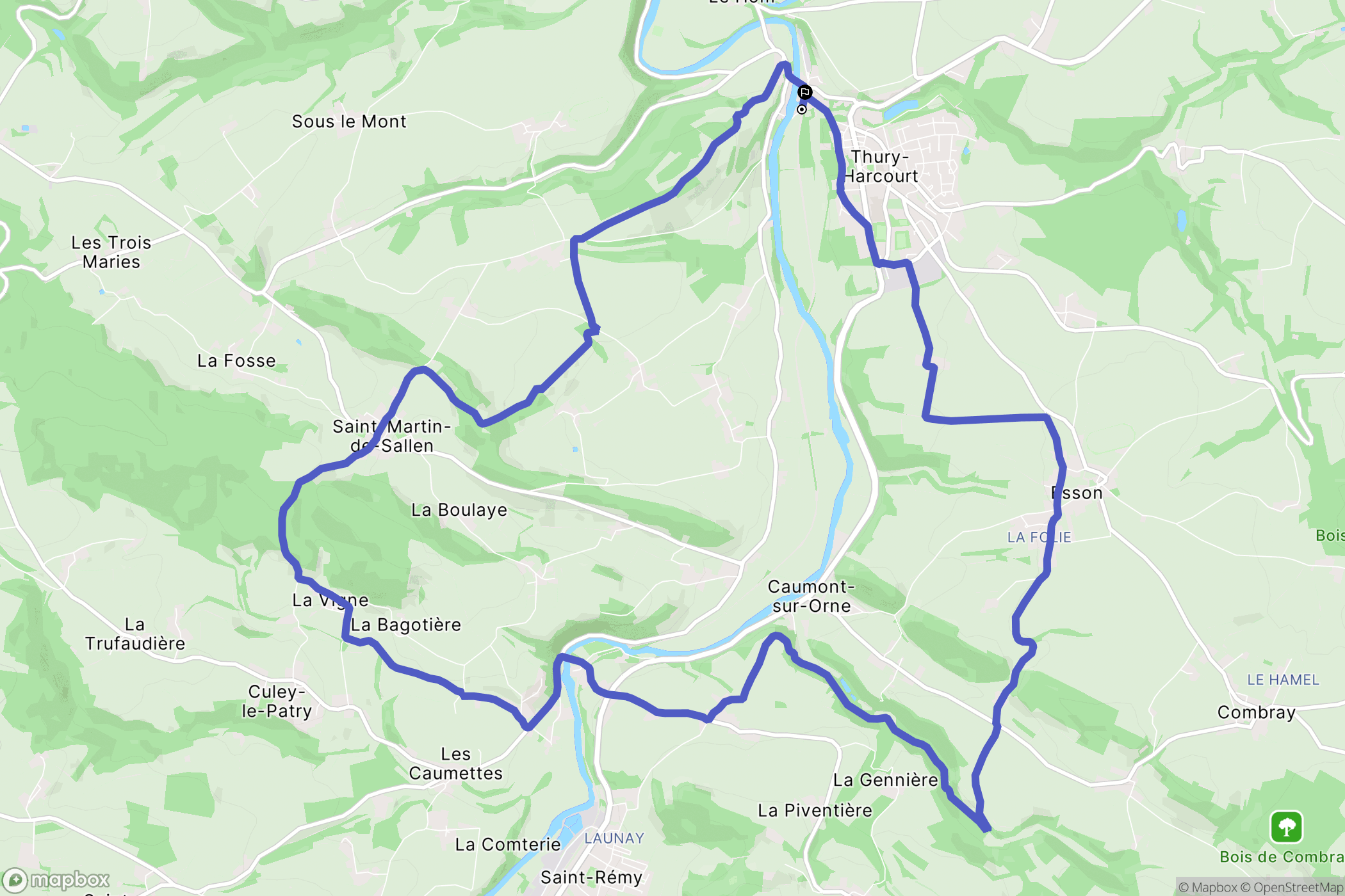 Thury-Harcourt : carte du parcours de randonnée - France