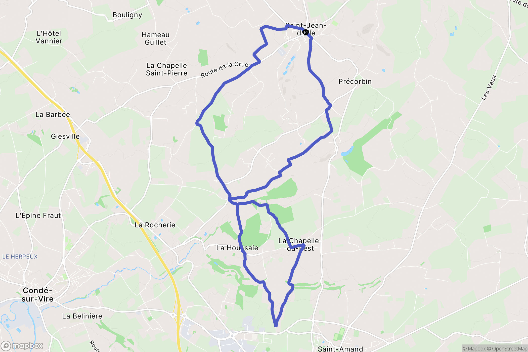 Saint-Jean-d'Elle : carte du parcours de randonnée - France