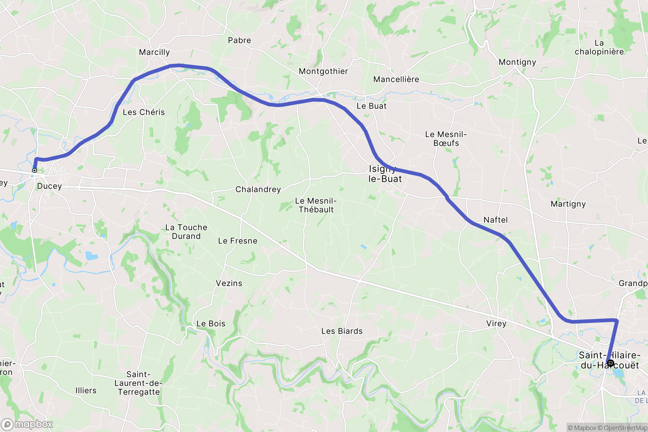 Ducey-les-Chéris : carte du parcours de randonnée - France