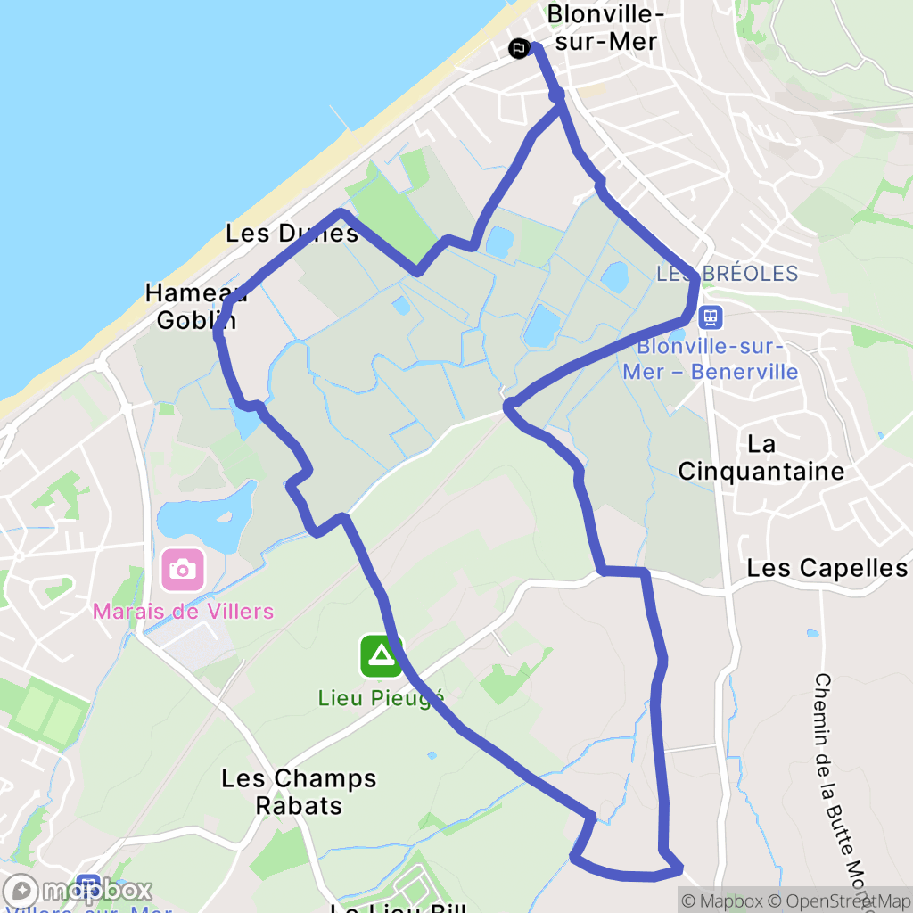 Blonville-sur-Mer : carte du parcours de randonnée - France