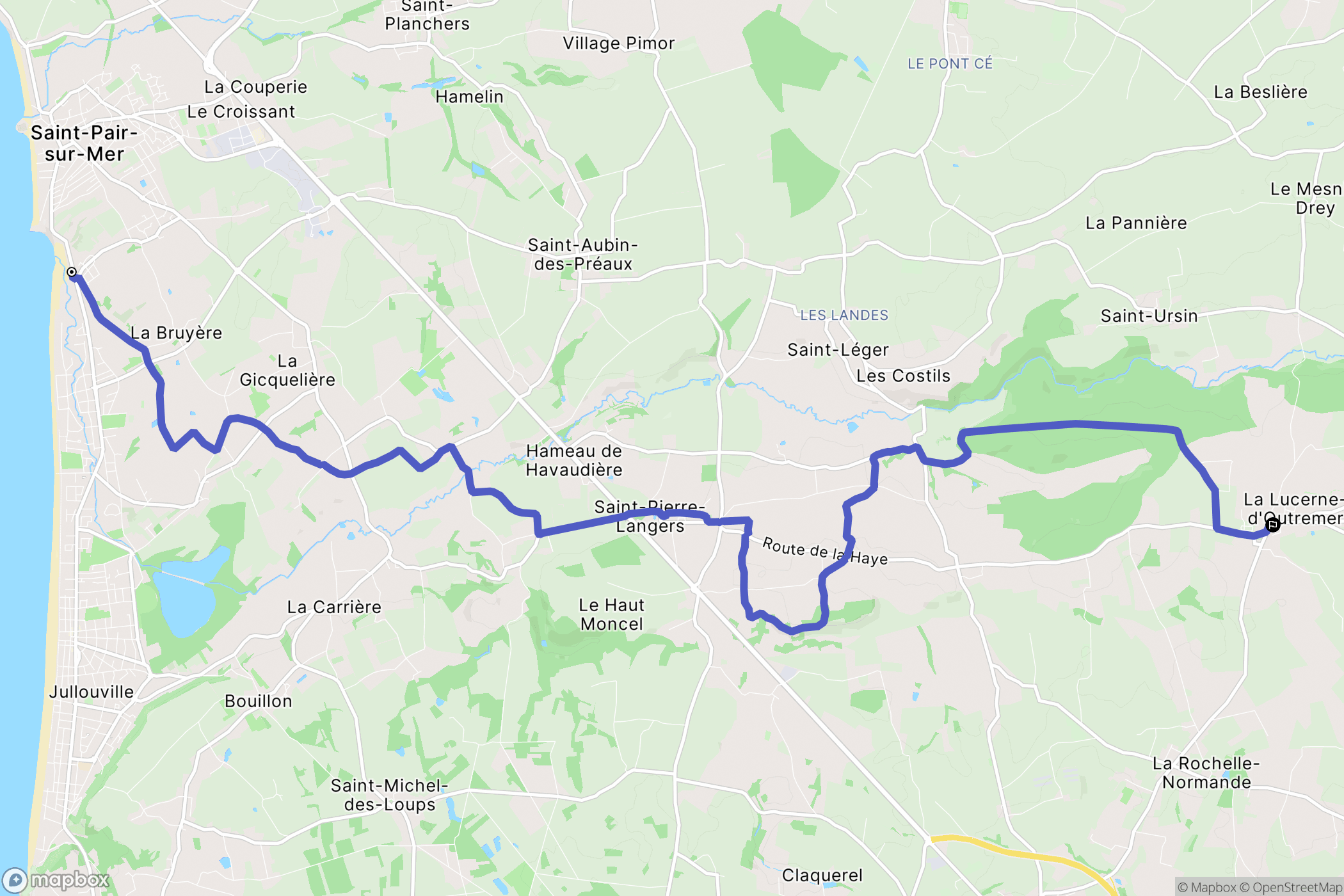 Saint-Pair-sur-Mer : carte du parcours de randonnée - France
