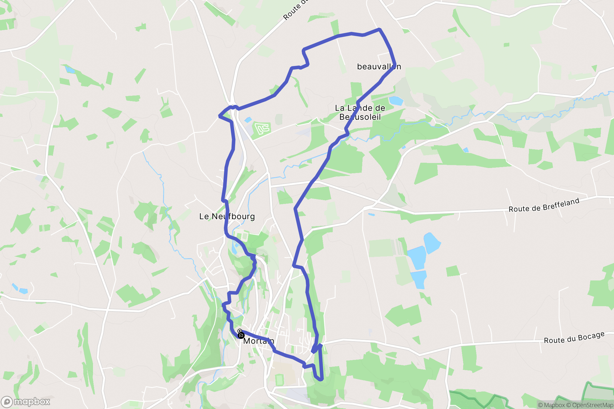 Mortain : carte du parcours de randonnée - France