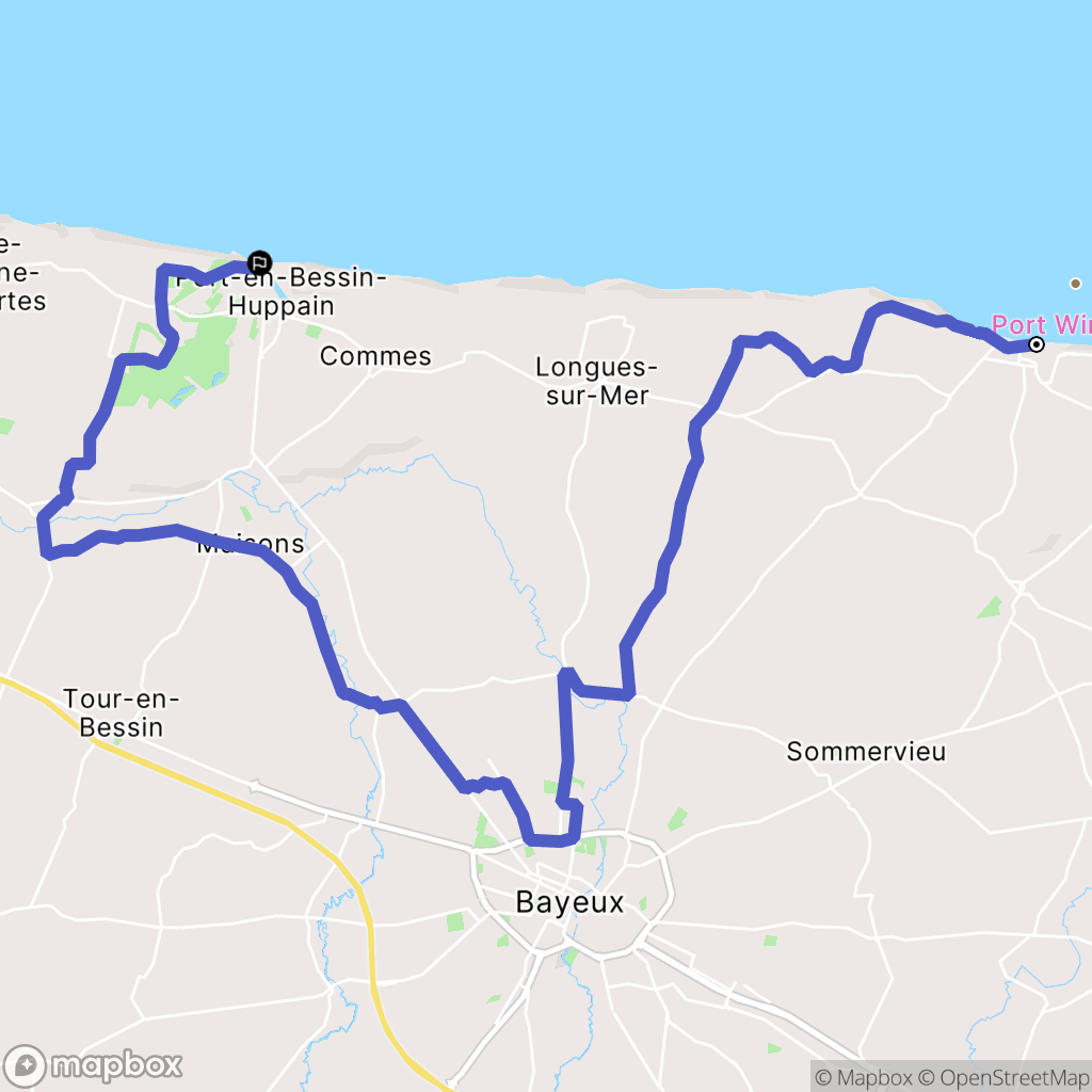 Arromanches-les-Bains : carte du parcours de randonnée - France
