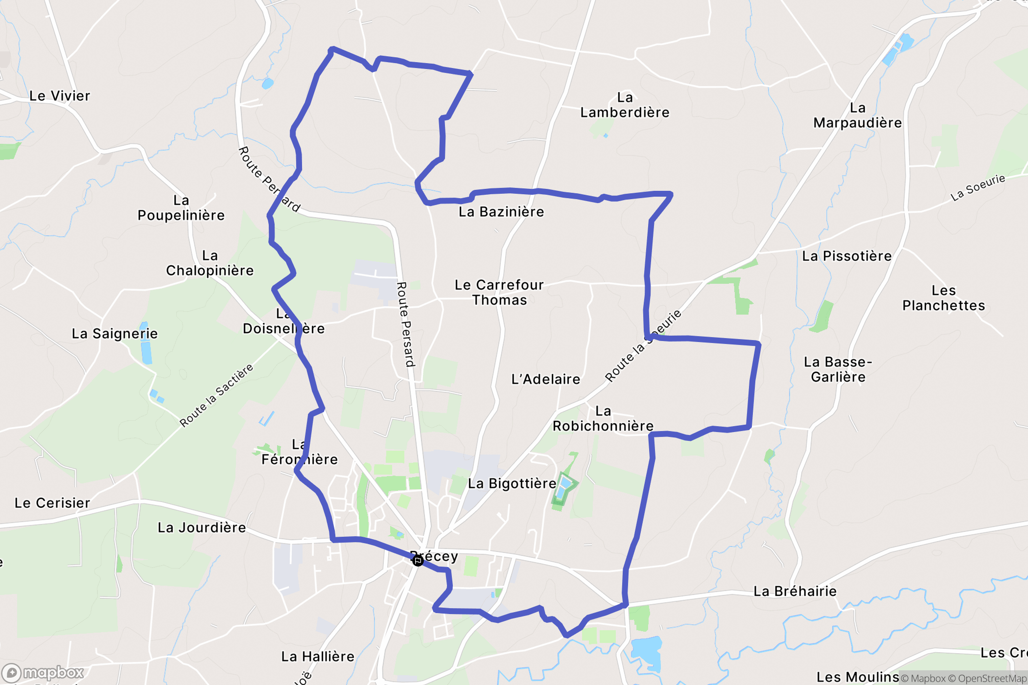 Brécey : carte du parcours de randonnée - France