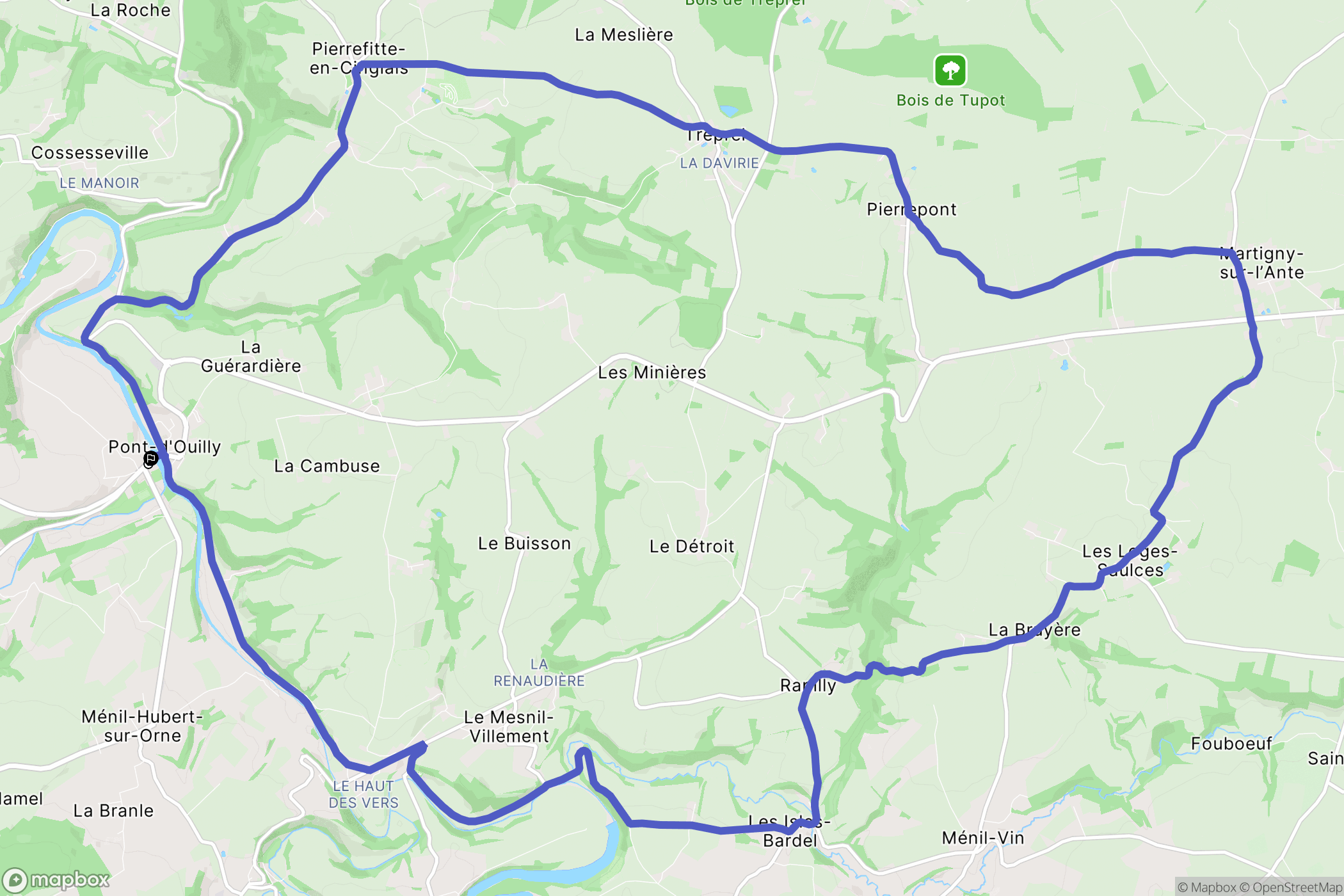 Pont-d'Ouilly : carte du parcours de randonnée - France