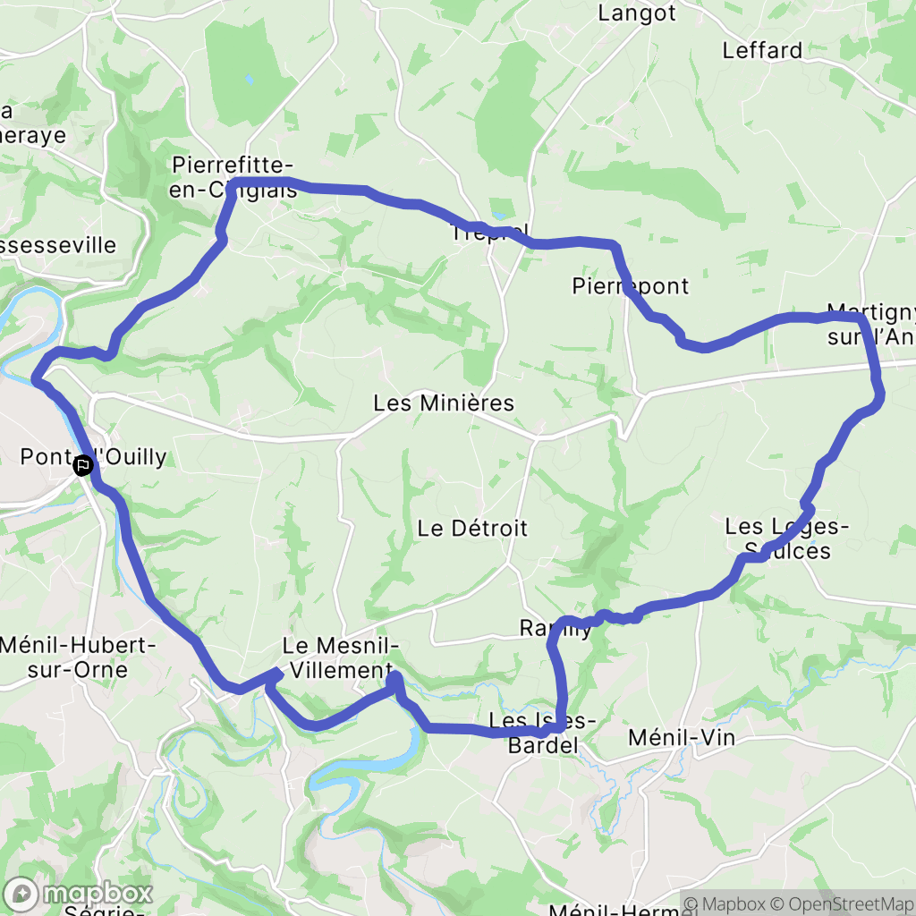 Pont-d'Ouilly : carte du parcours de randonnée - France