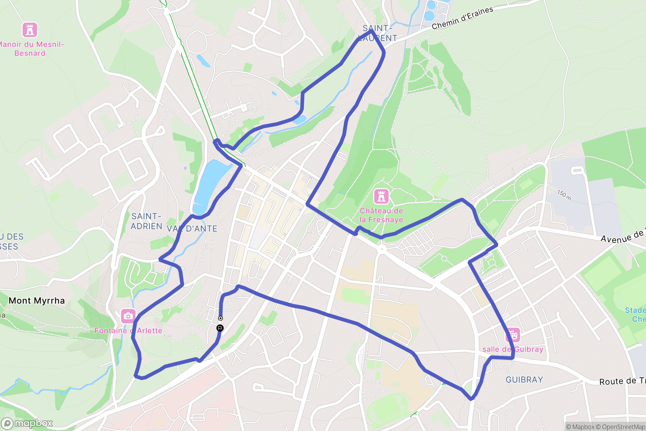 Falaise : carte du parcours de randonnée - France