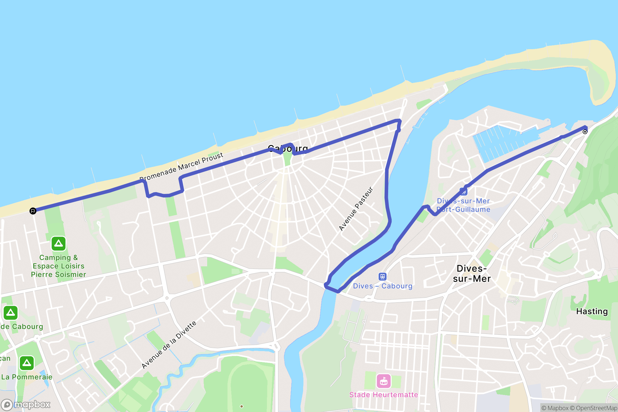 Dives-sur-Mer : carte du parcours de randonnée - France