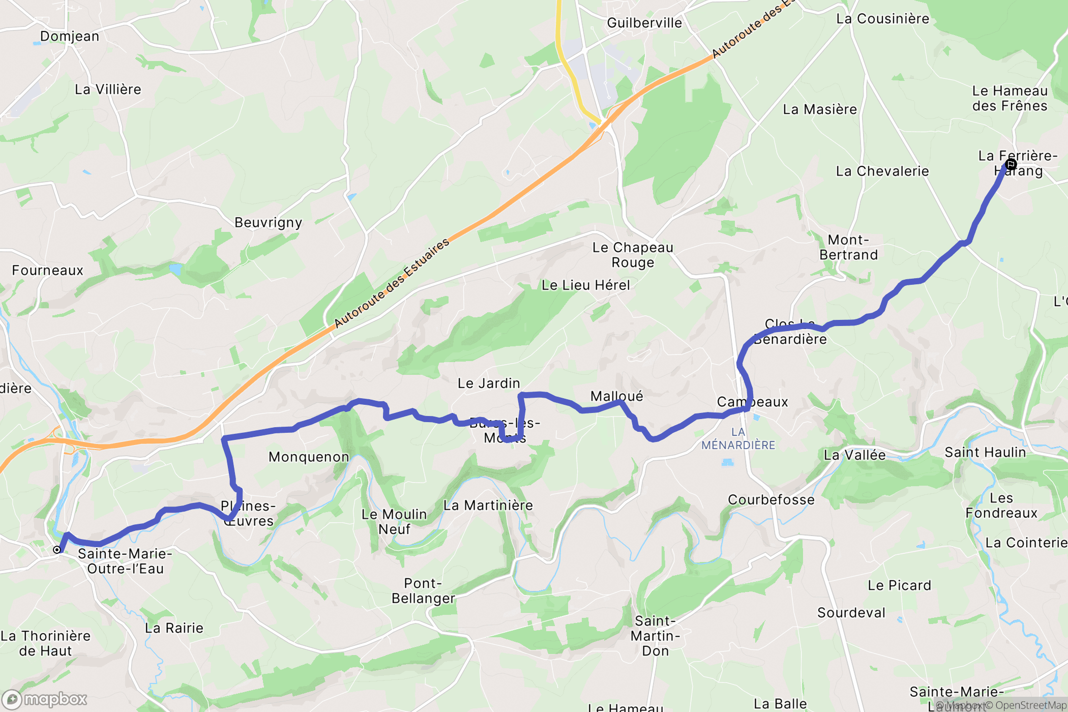 Pont Farcy : carte du parcours de randonnée - France