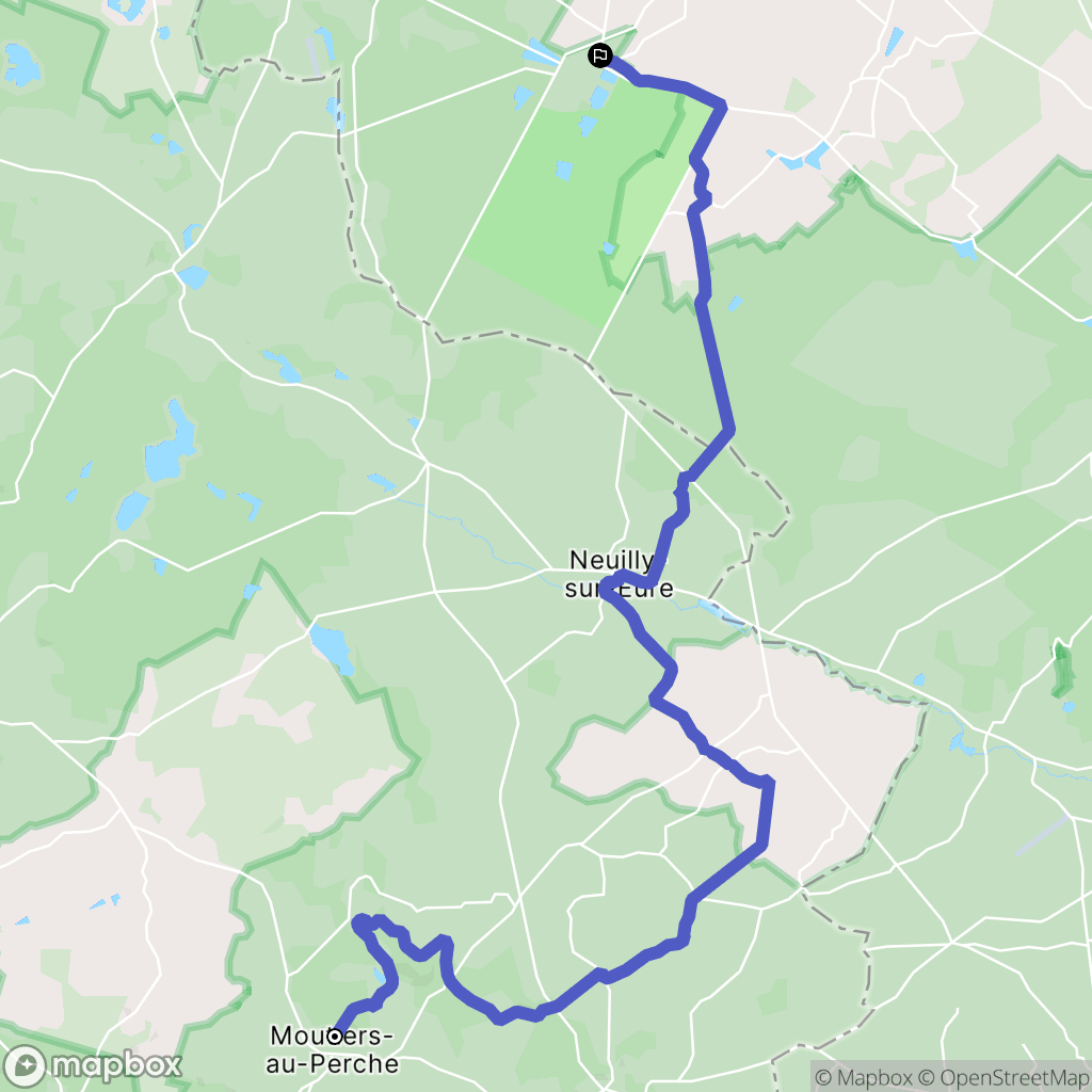 Moutiers-au-Perche : carte du parcours de randonnée - France