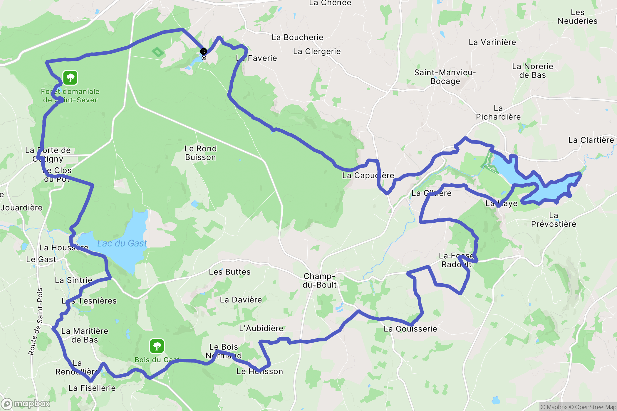 Le Vieux Château, Saint-Sever-Calvados : carte du parcours de randonnée - France