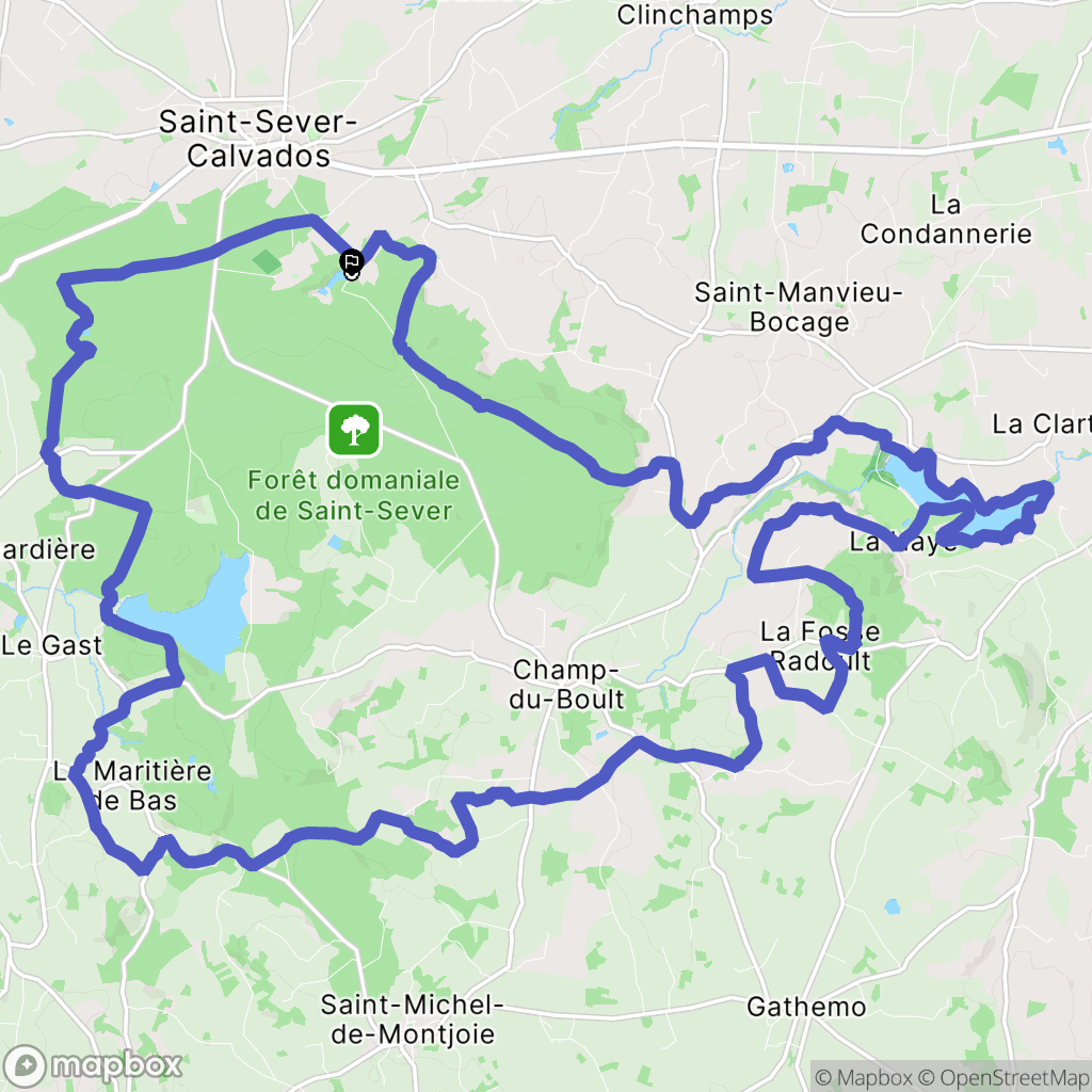Le Vieux Château, Saint-Sever-Calvados : carte du parcours de randonnée - France