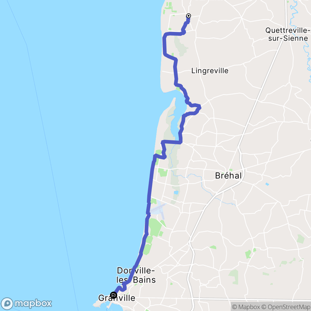 Hauteville-sur-Mer : carte du parcours de randonnée - France