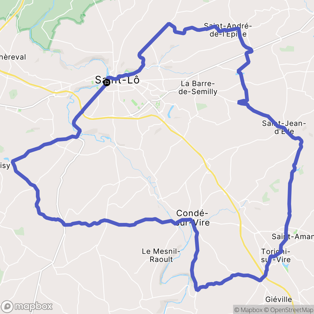Saint Lô : carte du parcours de randonnée - France