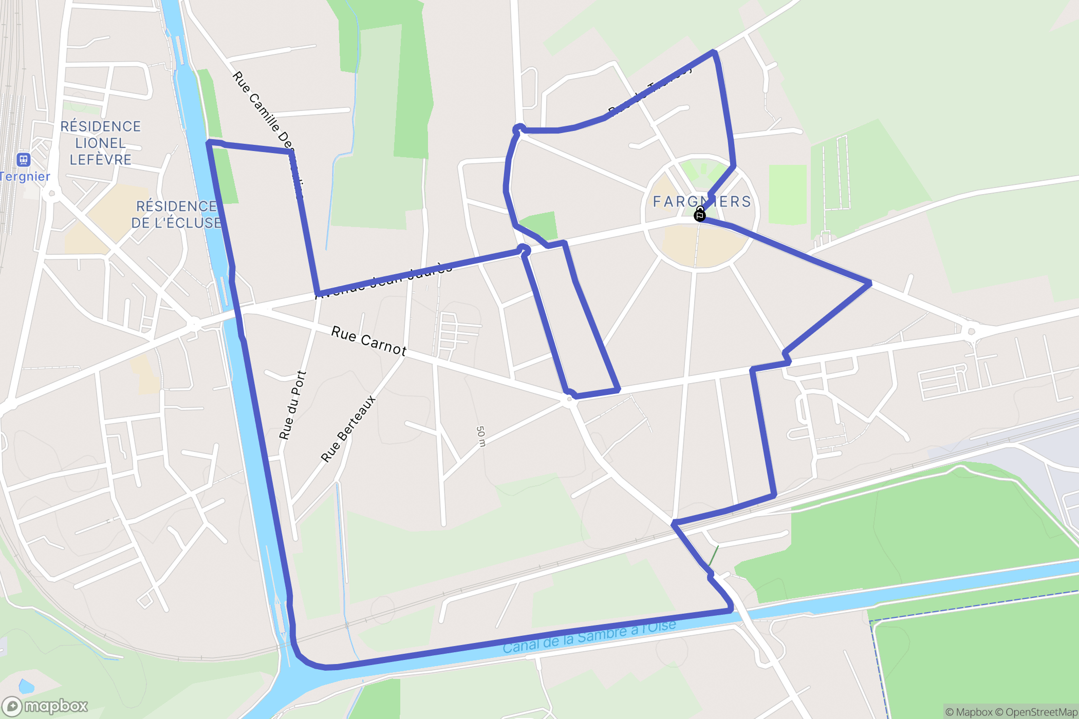 Tergnier : carte du parcours de randonnée - France