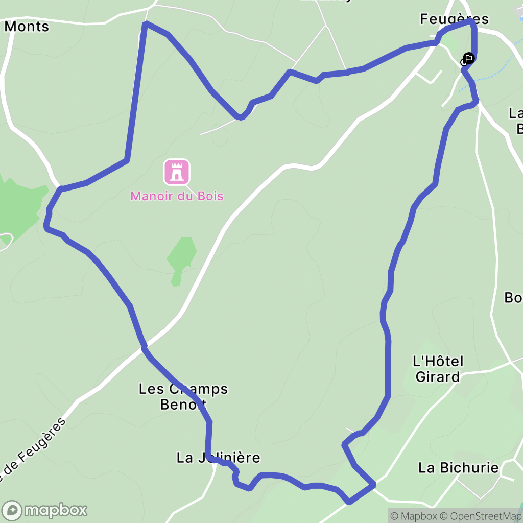 Feugères : carte du parcours de randonnée - France