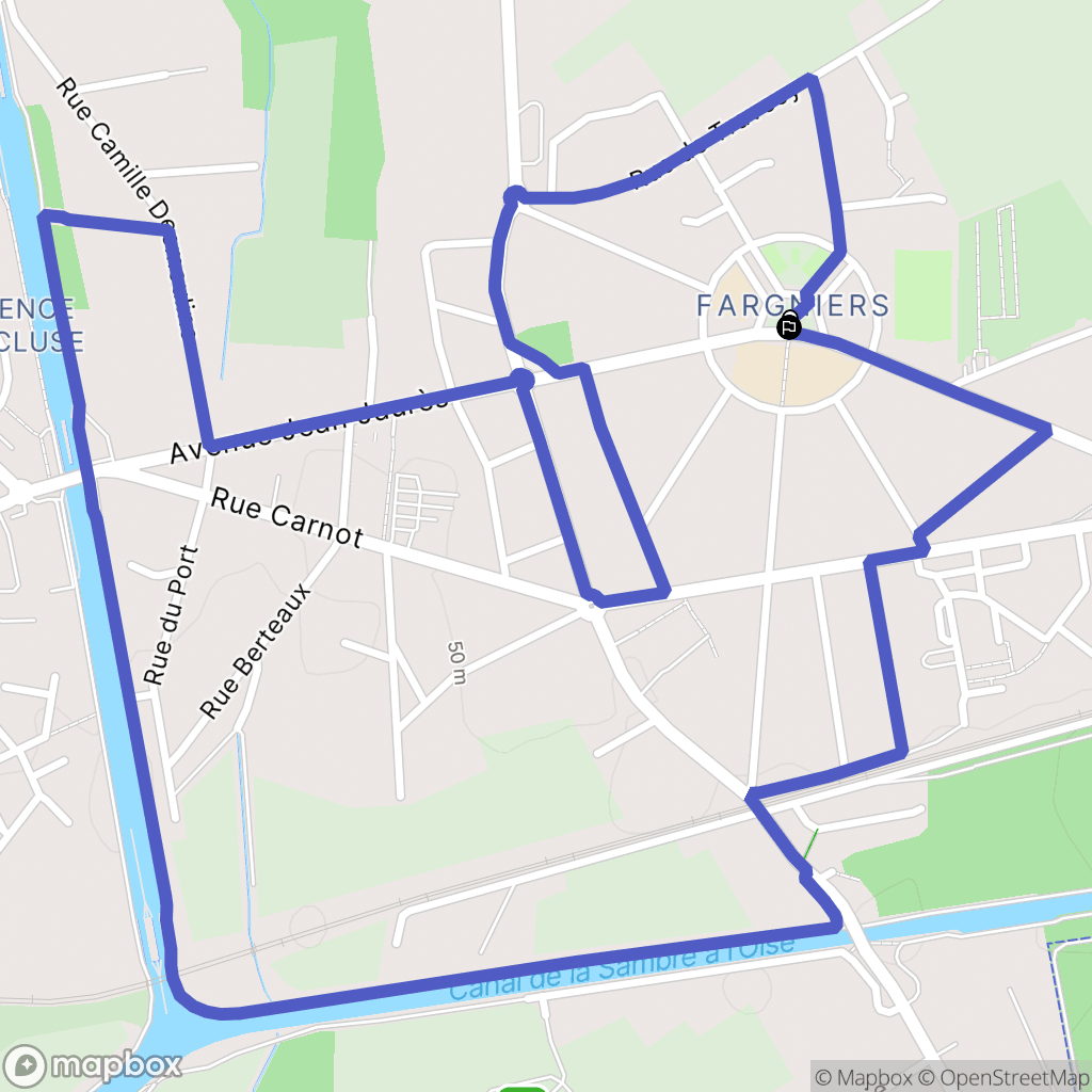 Tergnier : carte du parcours de randonnée - France