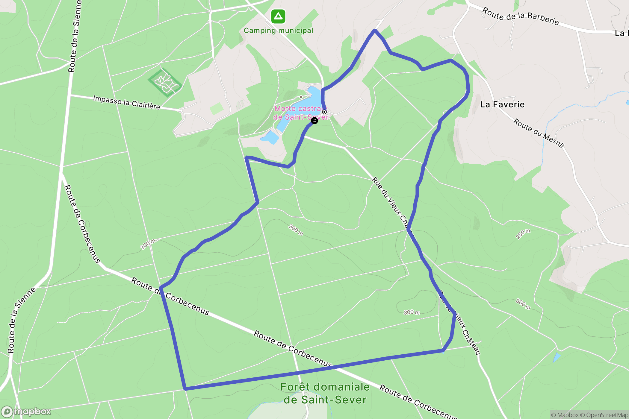 Saint Sever Calvados : carte du parcours de randonnée - France