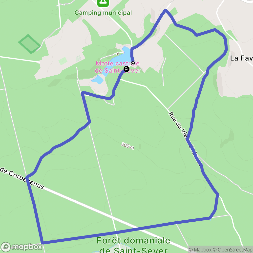 Saint Sever Calvados : carte du parcours de randonnée - France