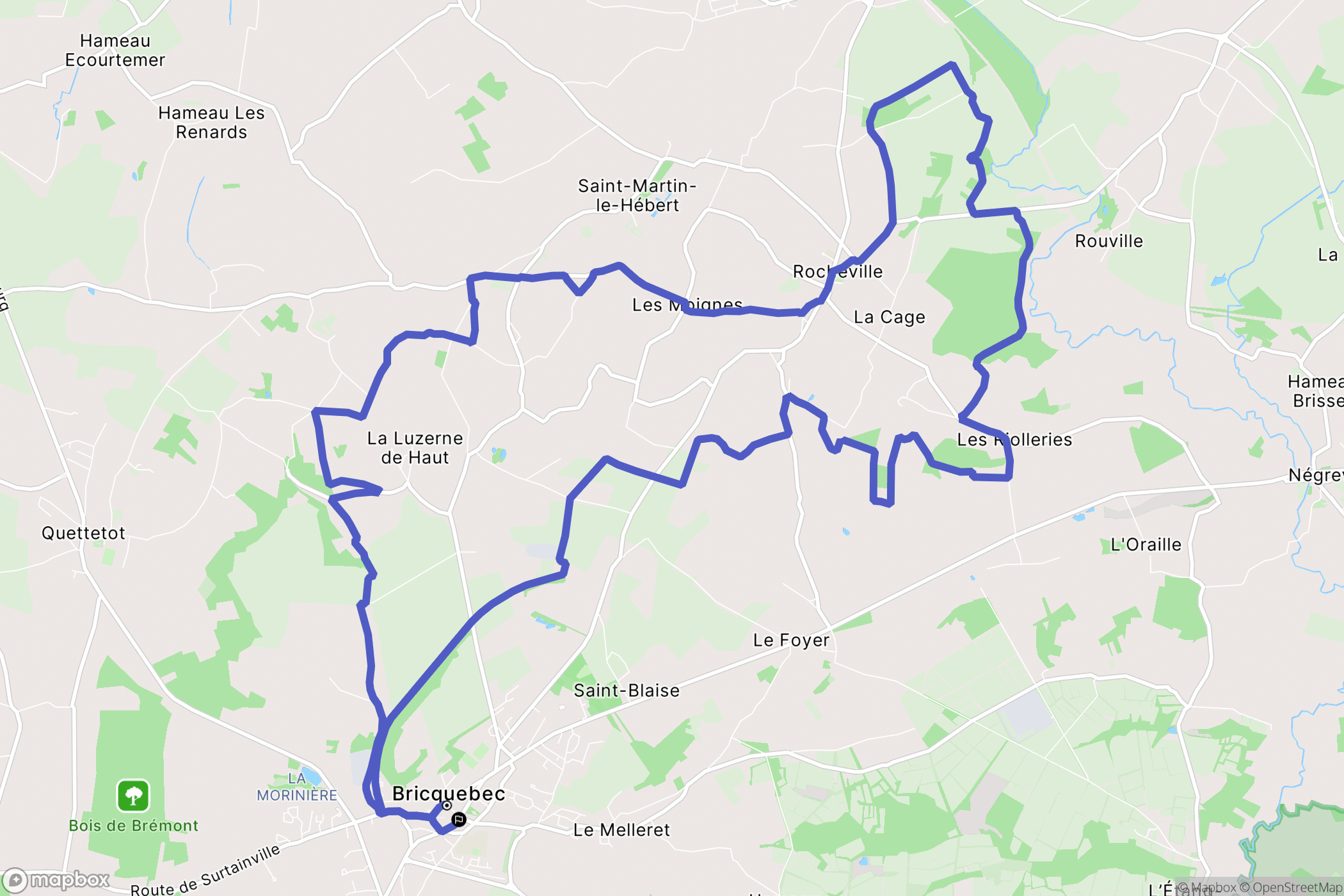 Bricquebec : carte du parcours de randonnée - France
