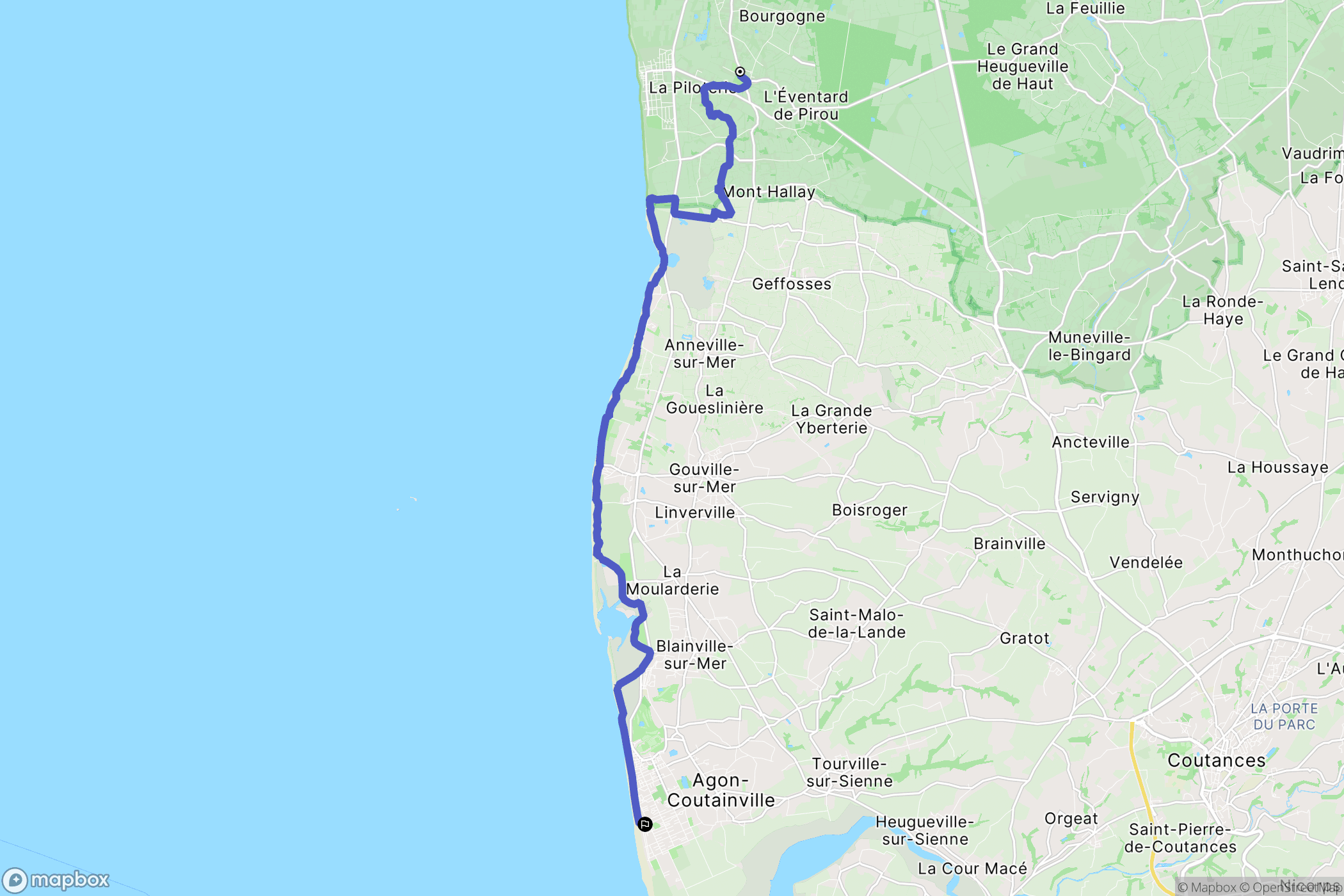 Pirou-Pont : carte du parcours de randonnée - France