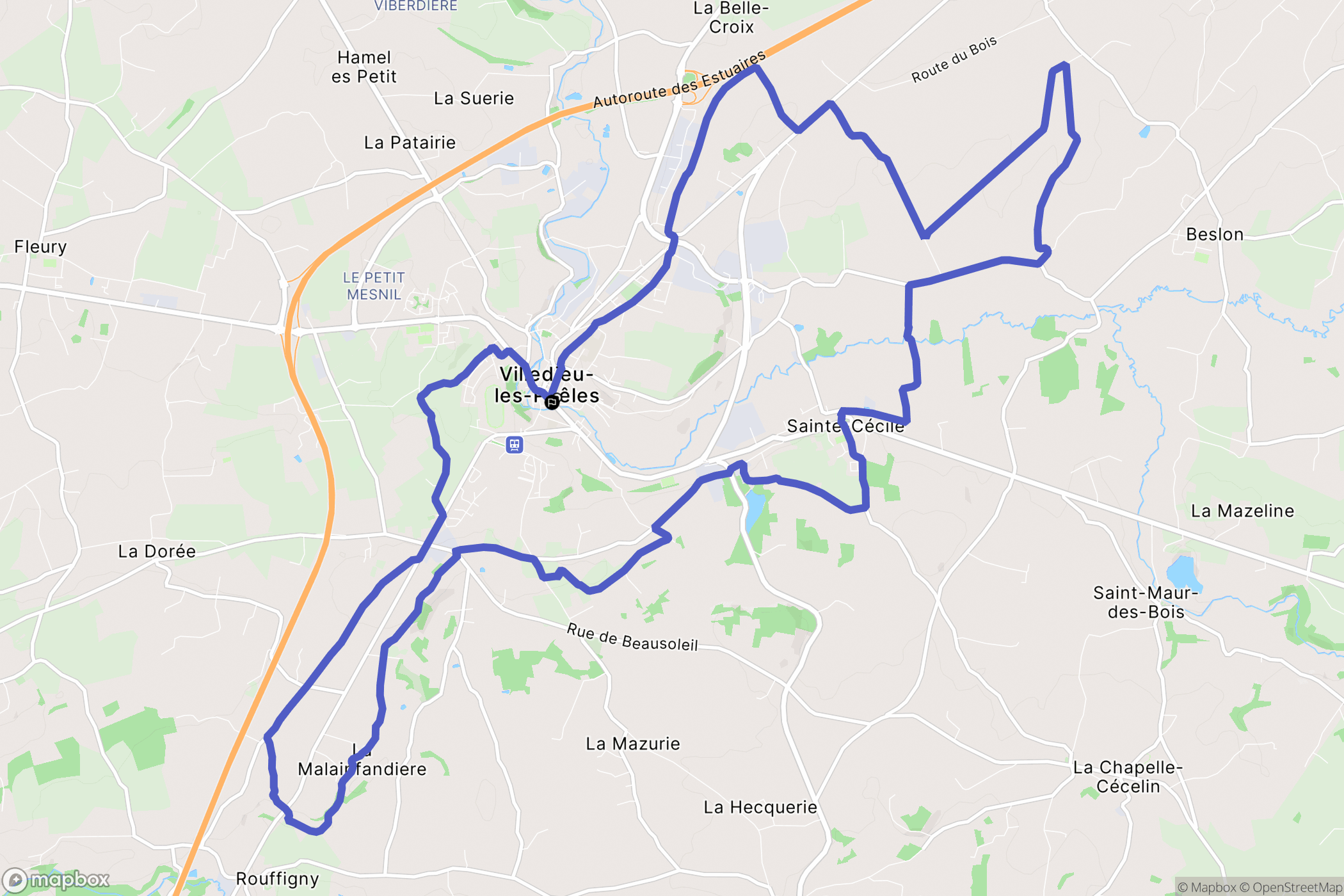 Villedieu-les-Poêles : carte du parcours de randonnée - France
