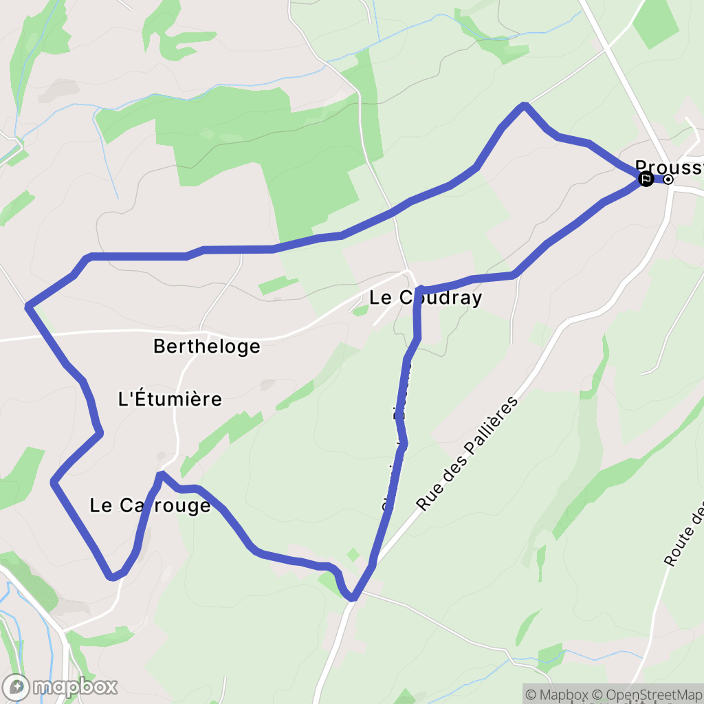 Proussy : carte du parcours de randonnée - France
