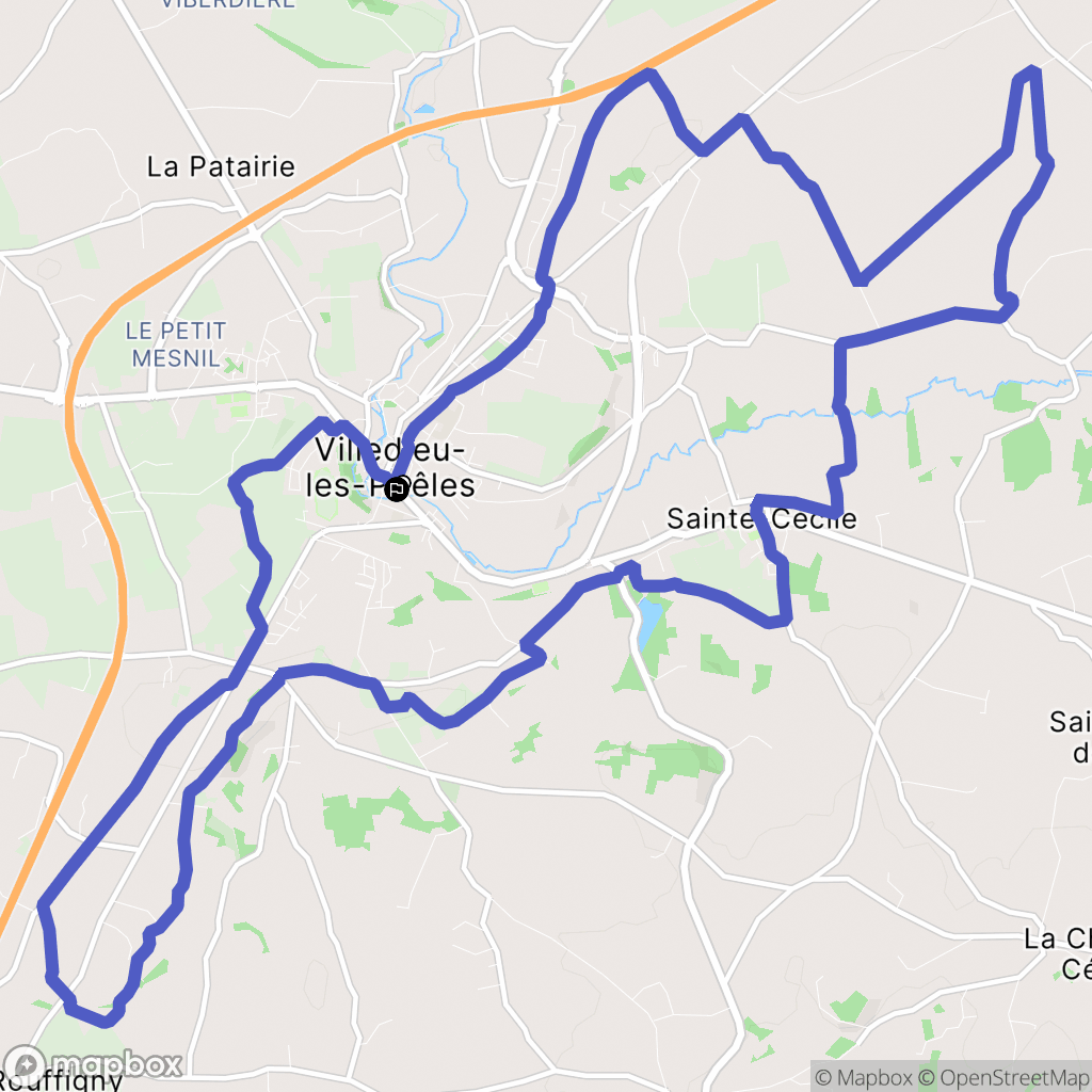 Villedieu-les-Poêles : carte du parcours de randonnée - France